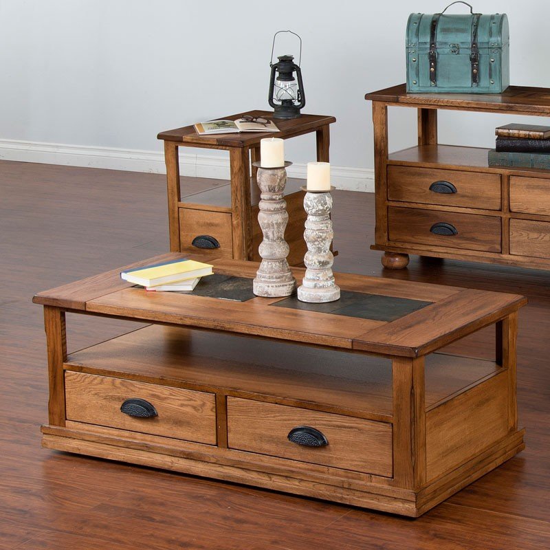 Sedona Rustic Oak Drawer Coffee Table - 1StopBedrooms.