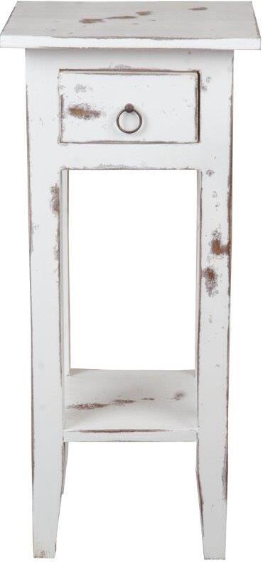 Shabby Chic Cottage White Washed Narrow Side Table