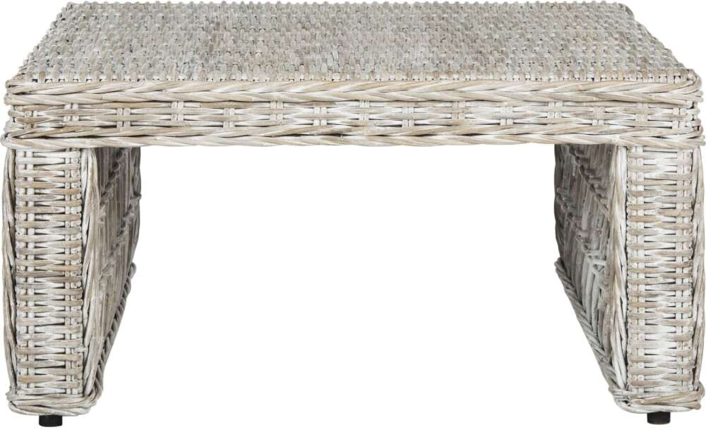 Shila White Wash Wicker Coffee Table - 1StopBedrooms.