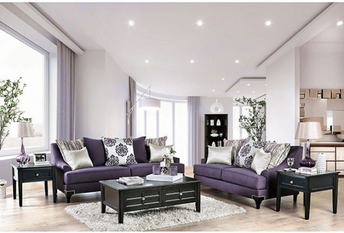 Lavender Grey And Brown Living Room