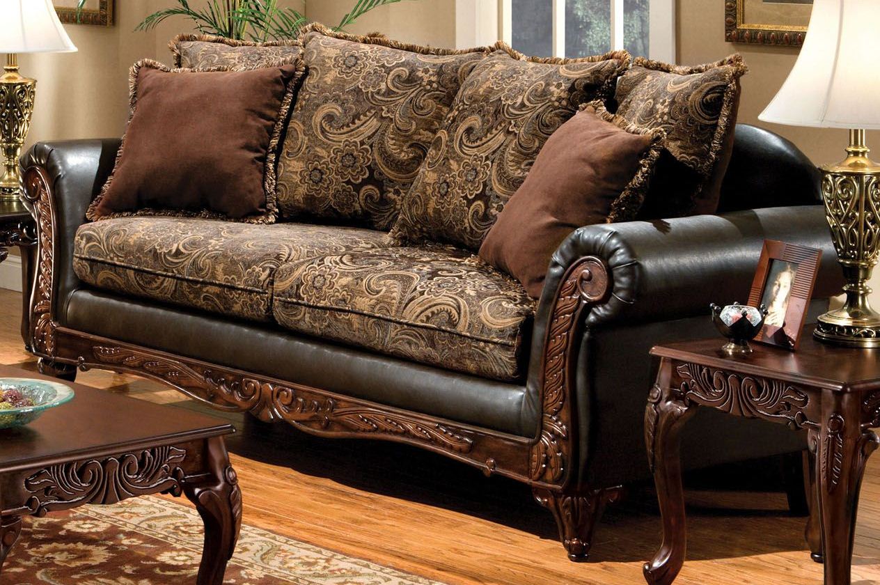 Rotherham Fabric and Leatherette Living Room Set 1StopBedrooms.