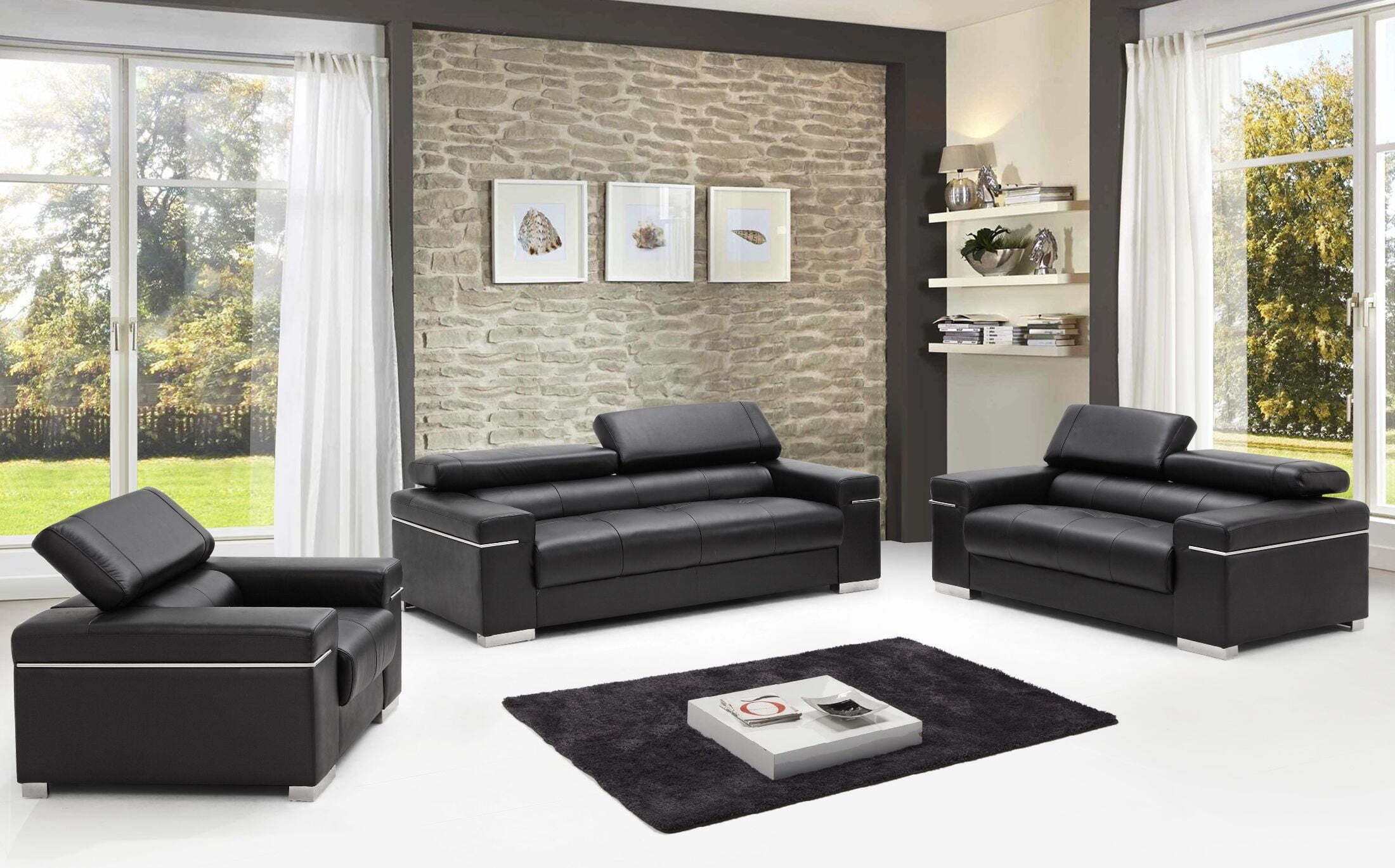 soho black leather sofa