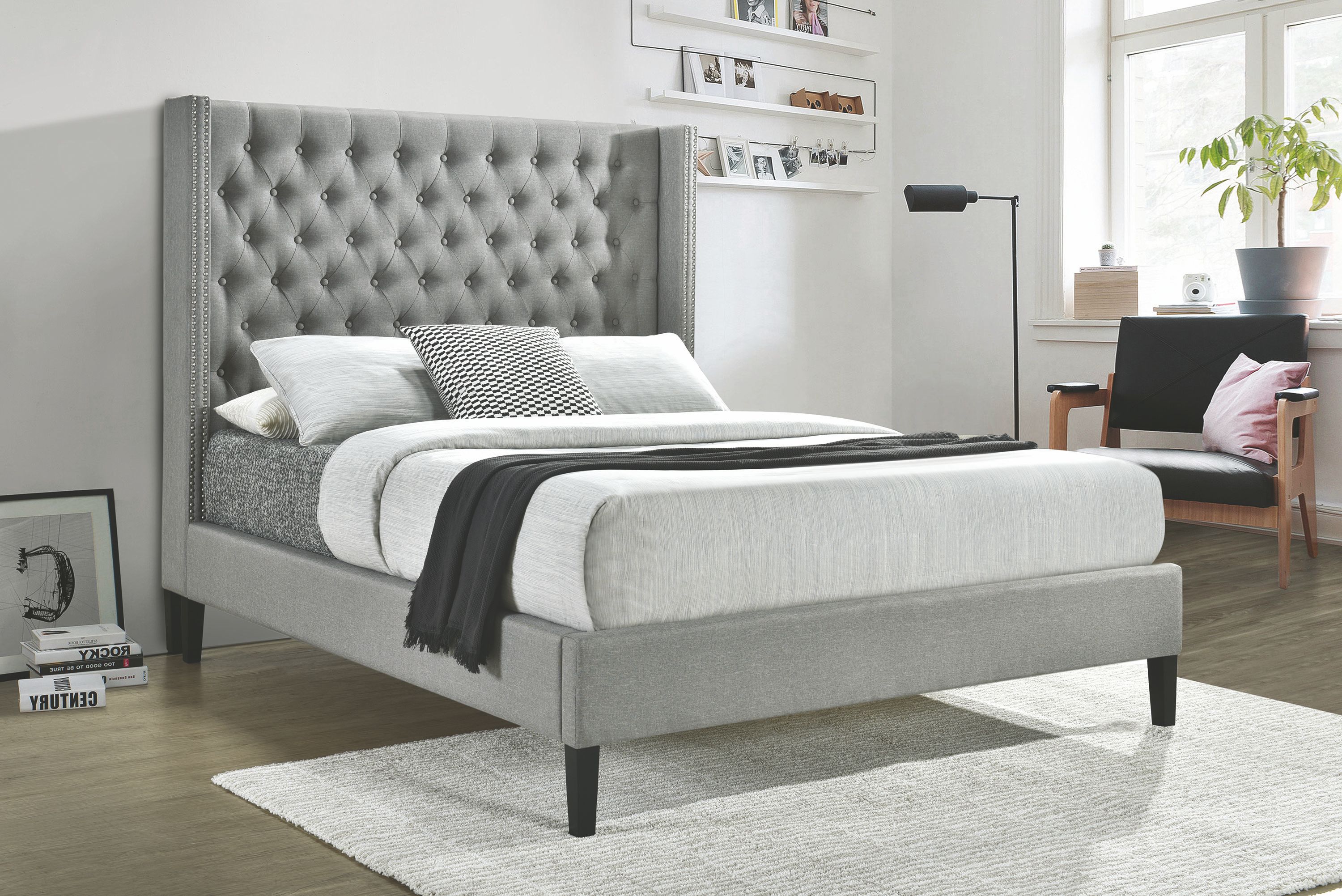 Light gray upholstered bed Clearance