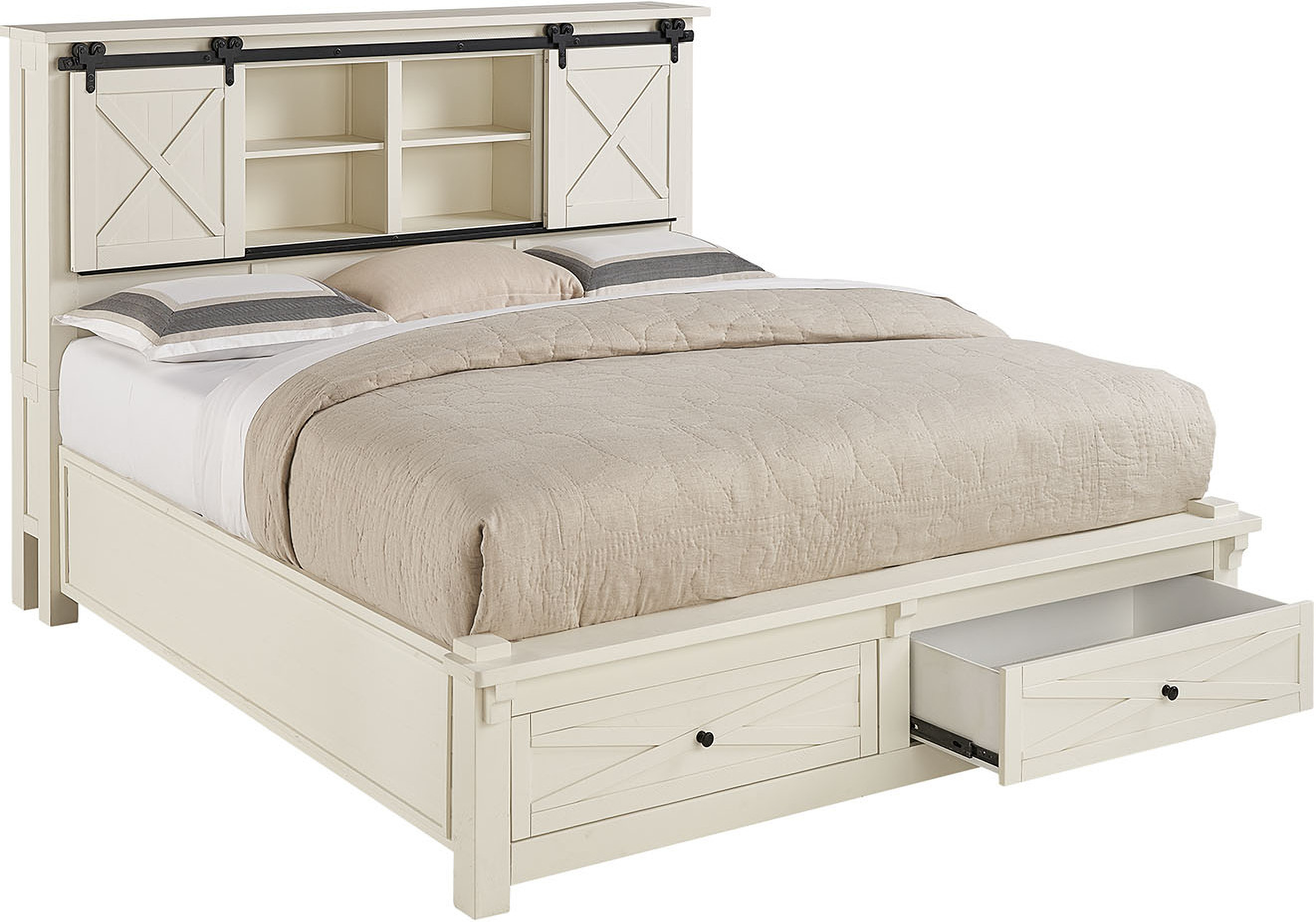 Sun Valley White King Bookcase Storage Bed 1StopBedrooms.