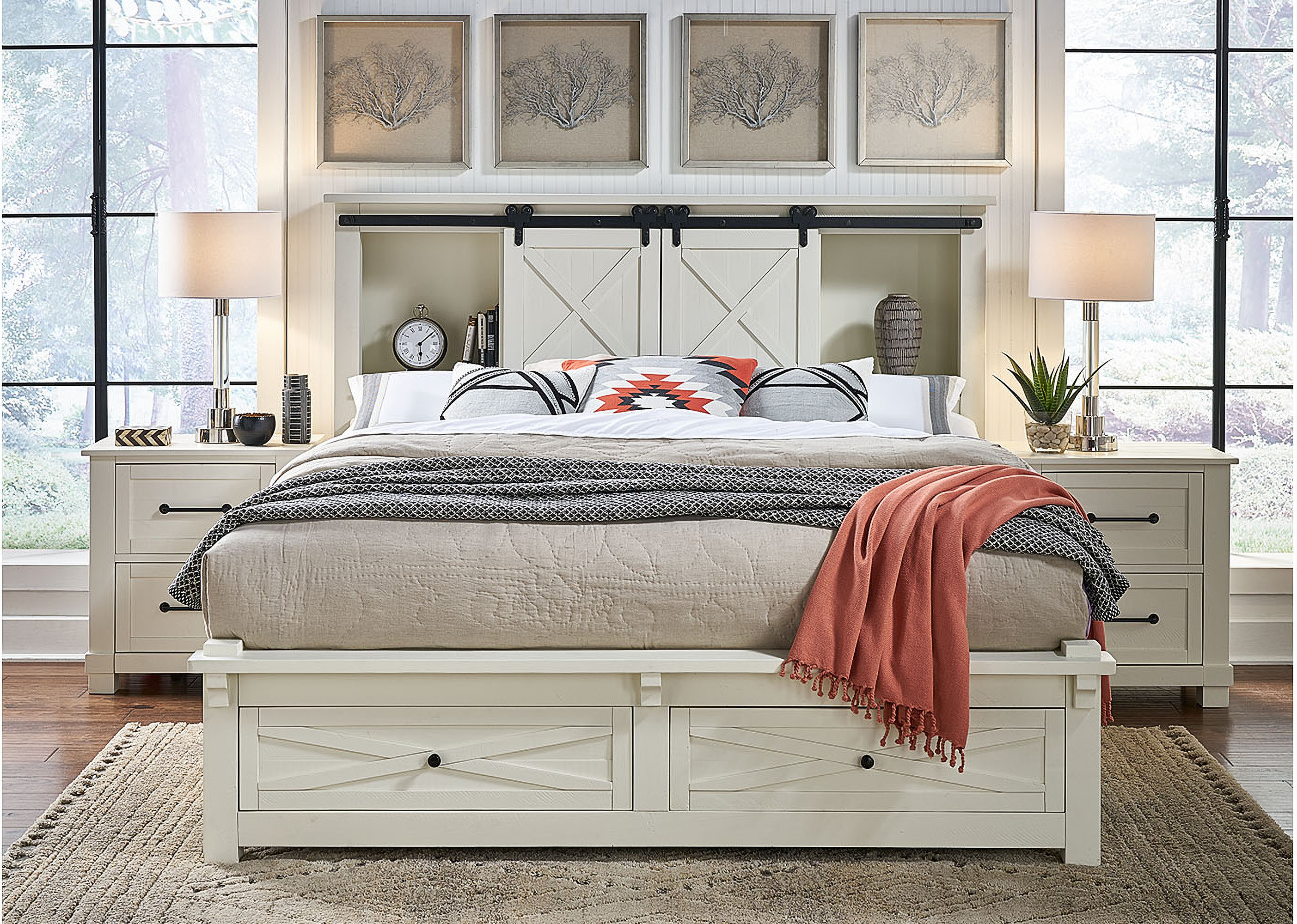Sun Valley White Queen Bookcase Storage Bed 1StopBedrooms.