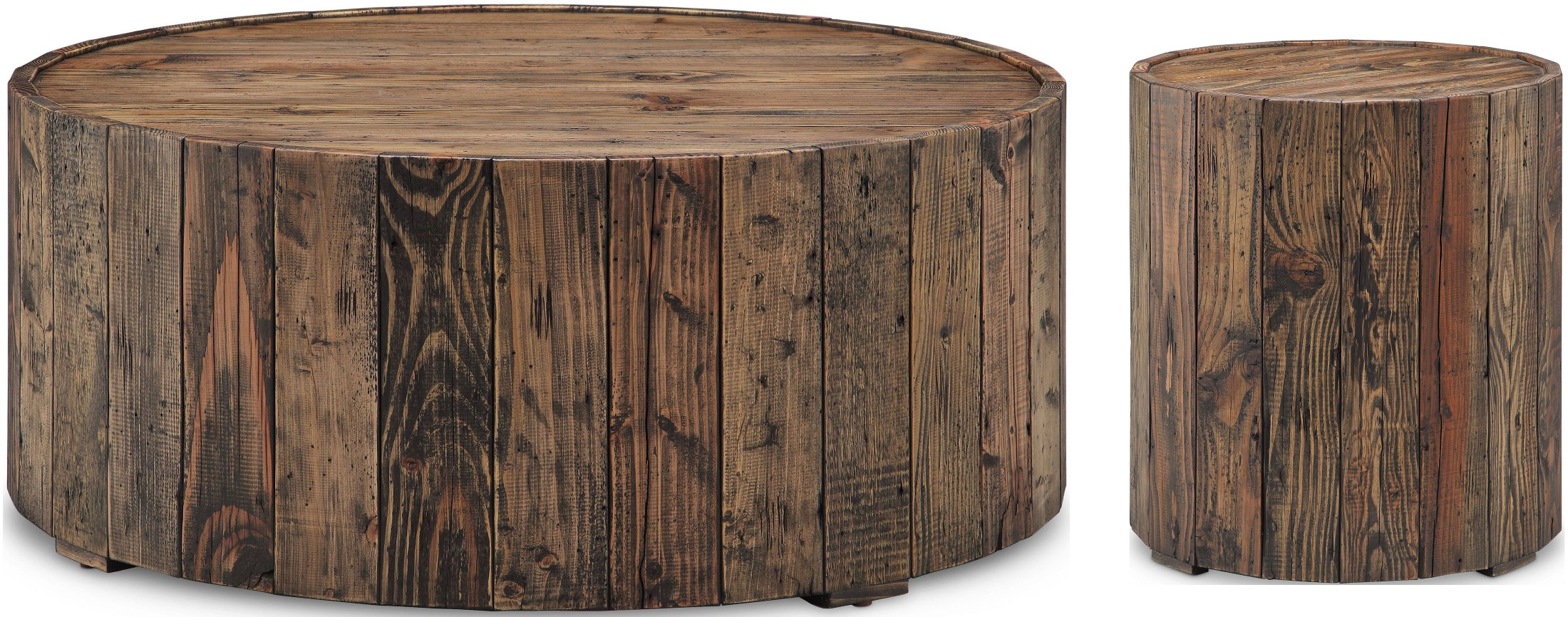 Dakota Rustic Pine Round Cocktail Table 1StopBedrooms.