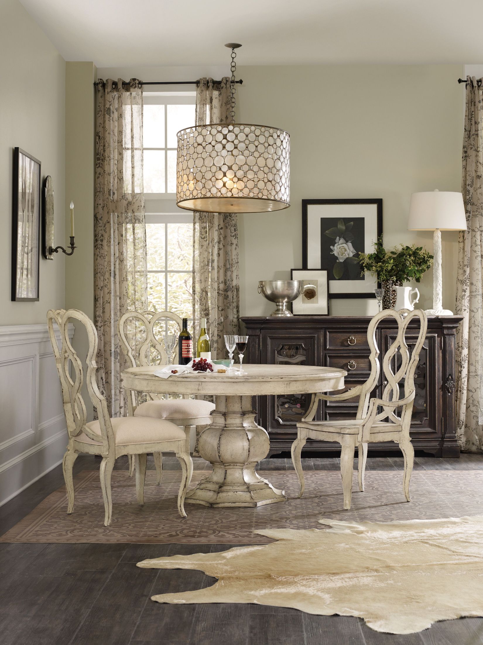 Auberose Antique White 52 Round Pedestal Dining Table 1stopbedrooms