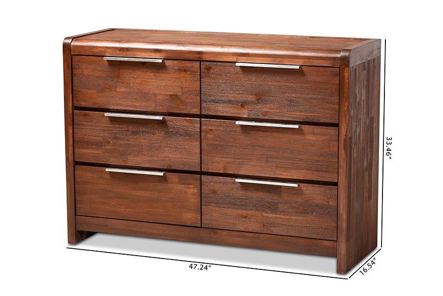 Torres Modern And Contemporary Brown Oak Finished 6 Drawer Wood Dresser 1stopbedrooms