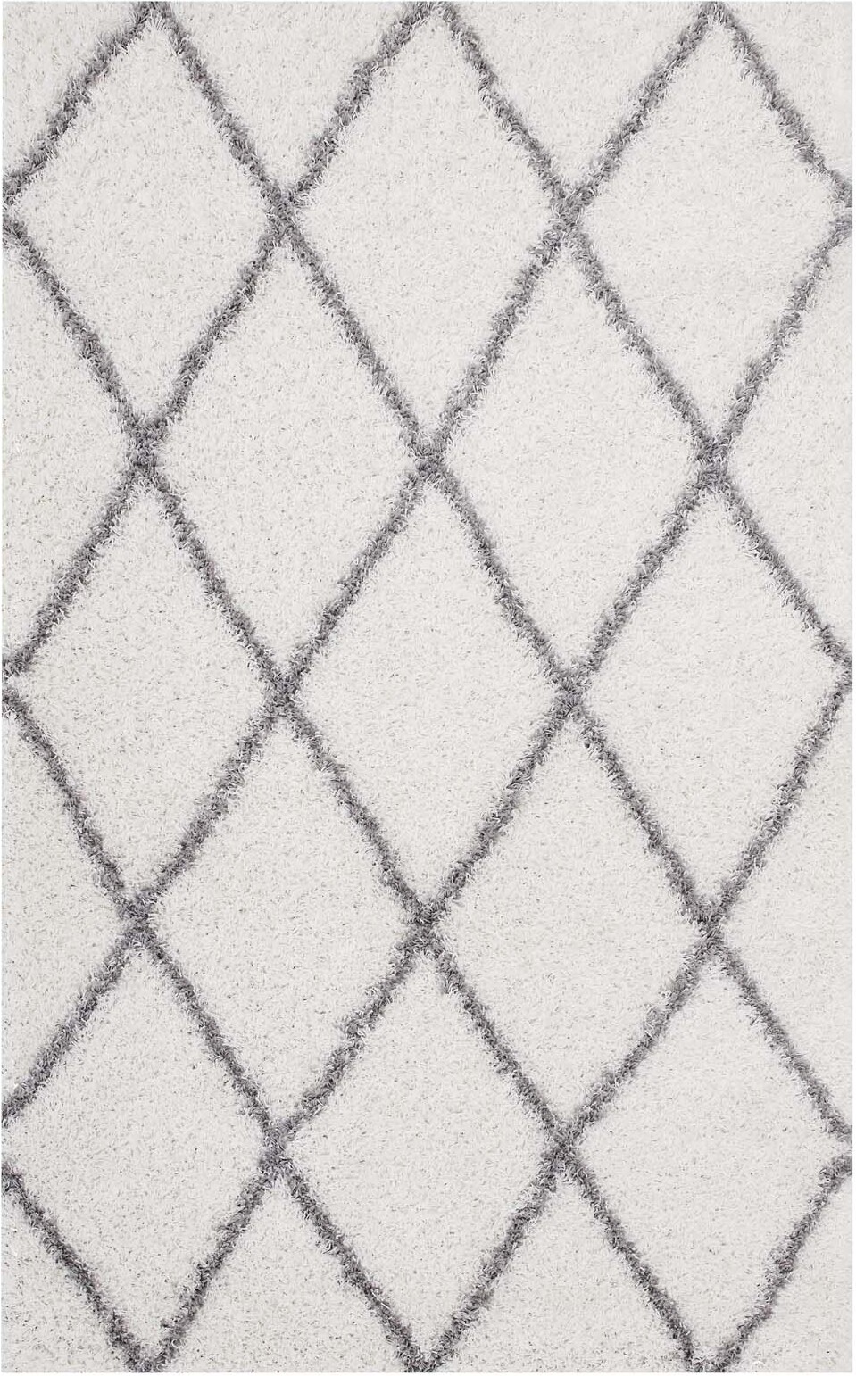 Toryn Ivory And Gray Diamond Lattice 8x10 Shag Area Rug R 1144c 810 1stopbedrooms