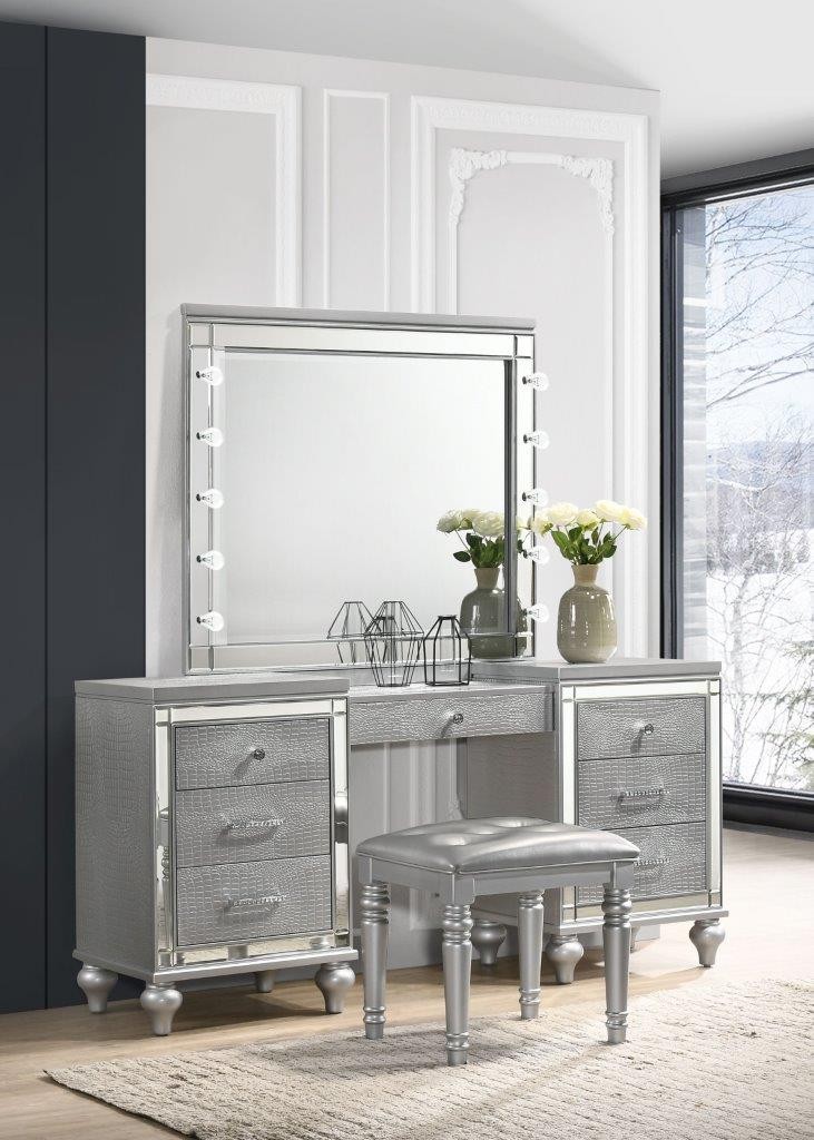 Valentino Silver Dressing Table With, Silver Vanity Table