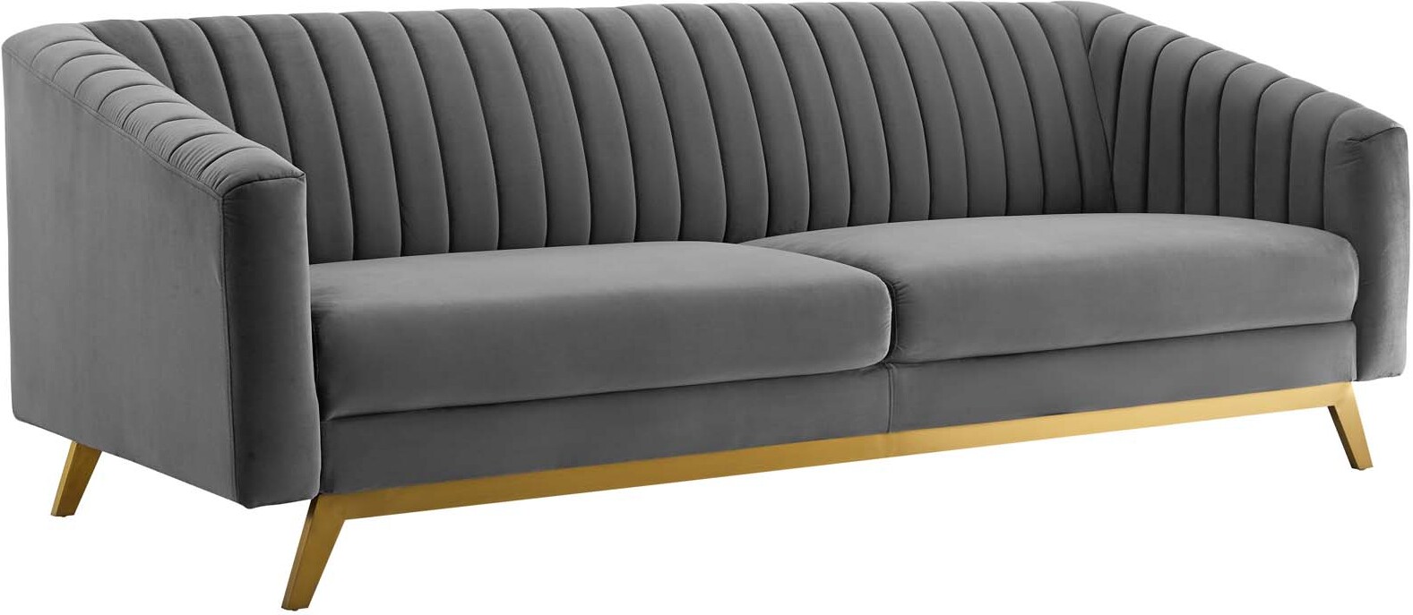 Valiant Gray Vertical Channel Tufted Performance Velvet Sofa Eei
