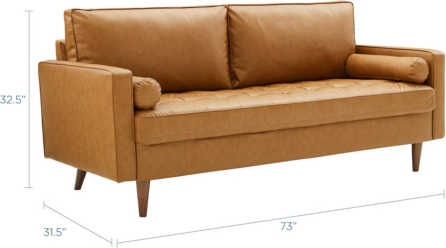 Valour Tan Upholstered Faux Leather Sofa Eei 3765 Tan 1stopbedrooms