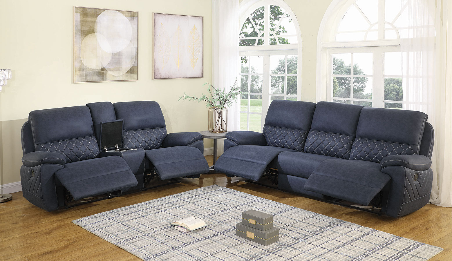 Variel Reclining Living Room Set Blue 1stopbedrooms