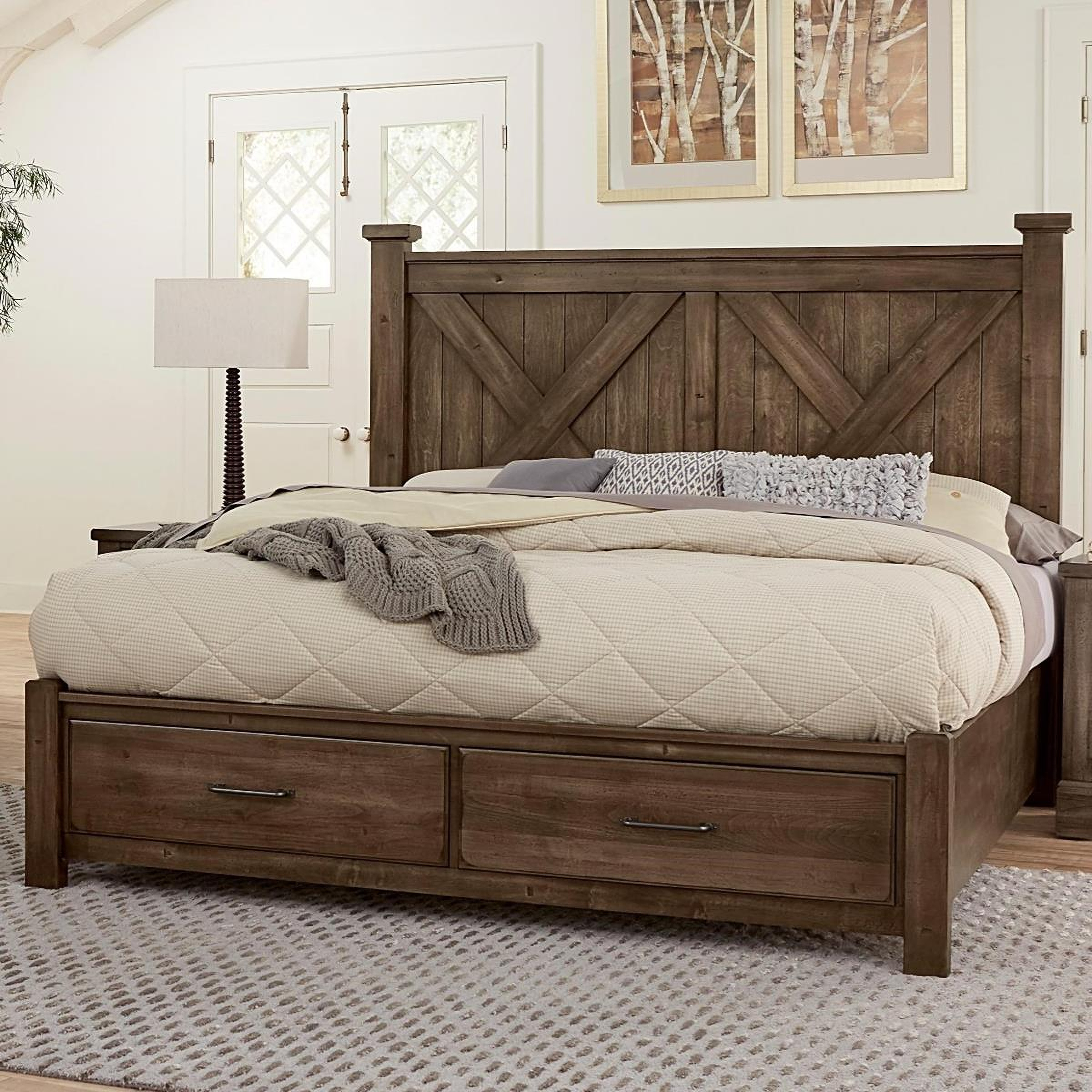 Vaughan Bassett Cool Rustic King Barndoor x Headboard With Storage