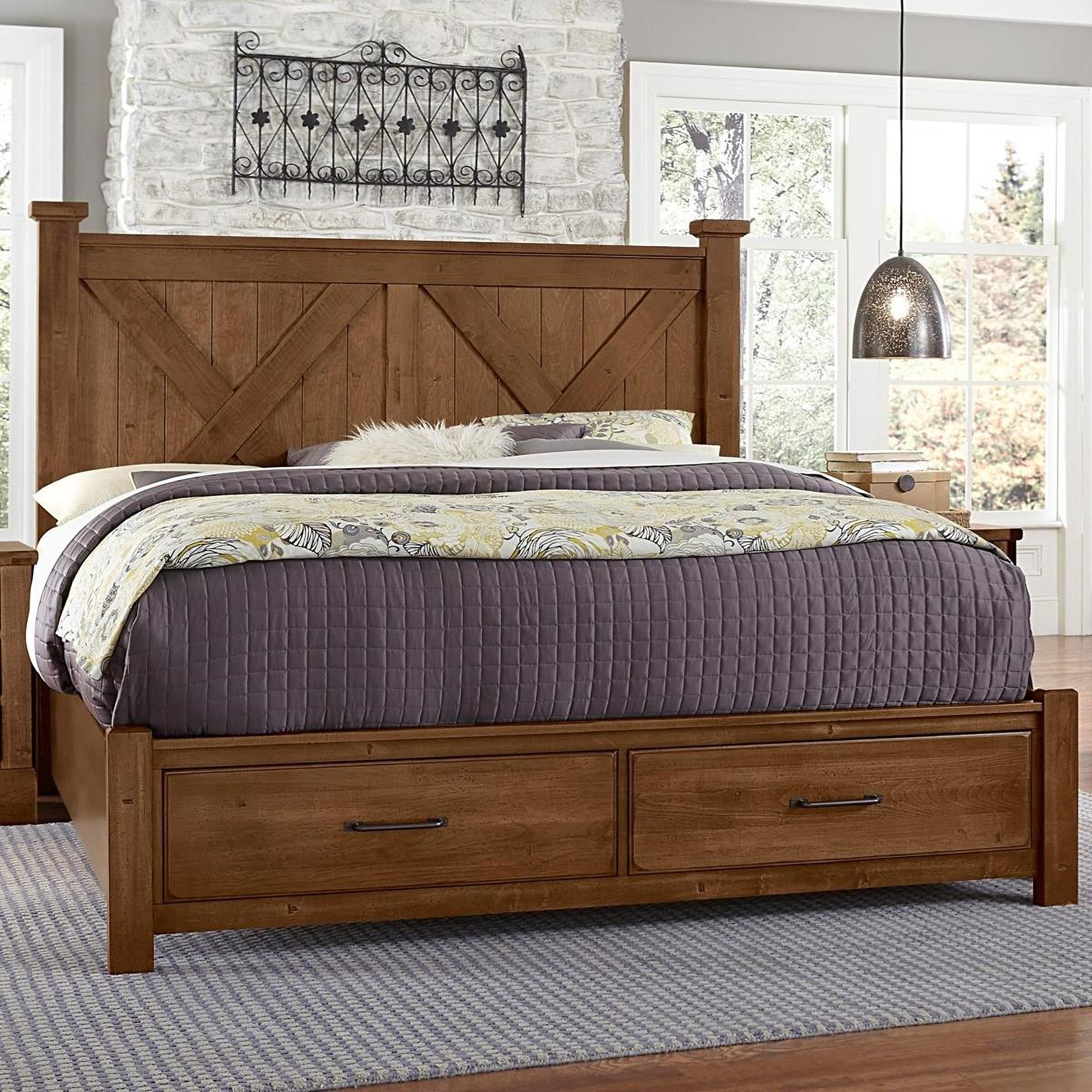 Vaughan Bassett Cool Rustic Queen Barndoor x Headboard With Storage
