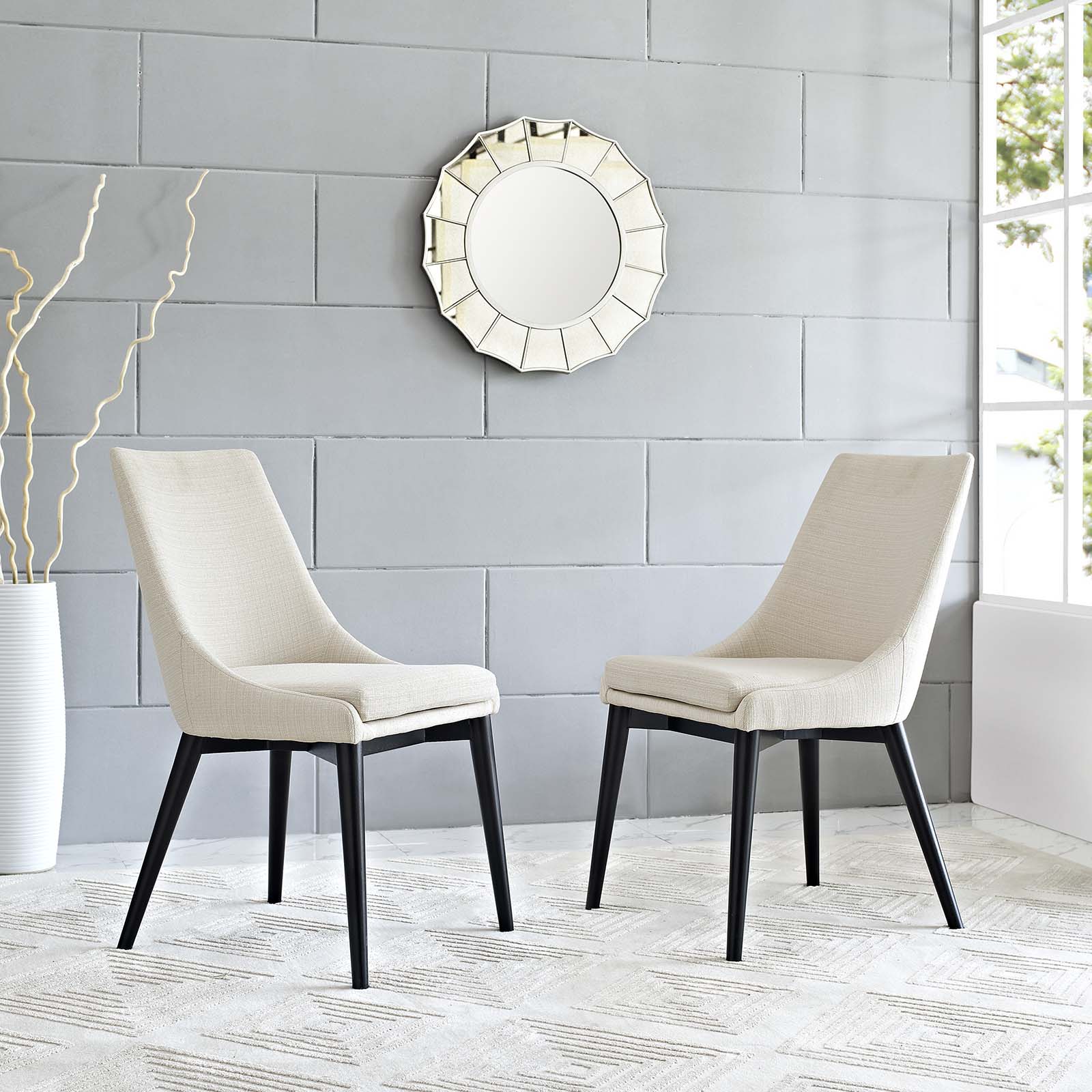 Viscount Beige Dining Side Chair Fabric Set of 2 EEI-2745-BEI-SET