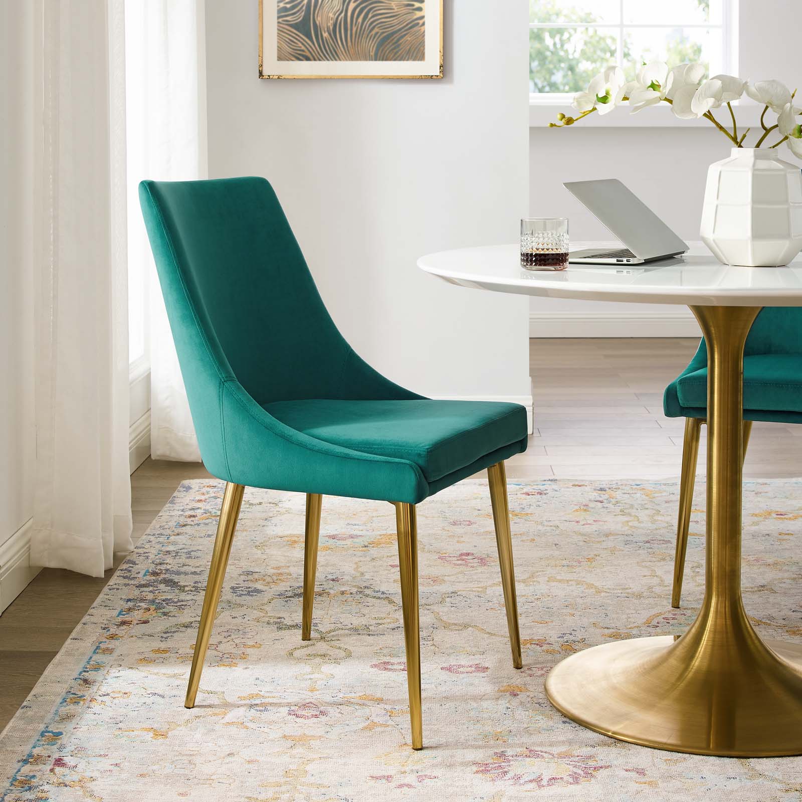 Viscount Teal Modern Accent Performance Velvet Dining Chair EEI3416TEA 1StopBedrooms.