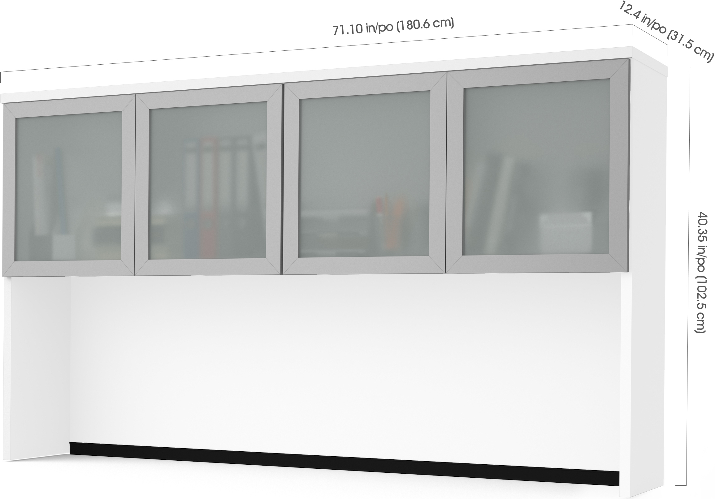 Bestar Pro Concept Plus Hutch With Frosted Gl Doors In White Pro Concept Plus Hutch With Frosted Gl Doors In White Media Gallery 1