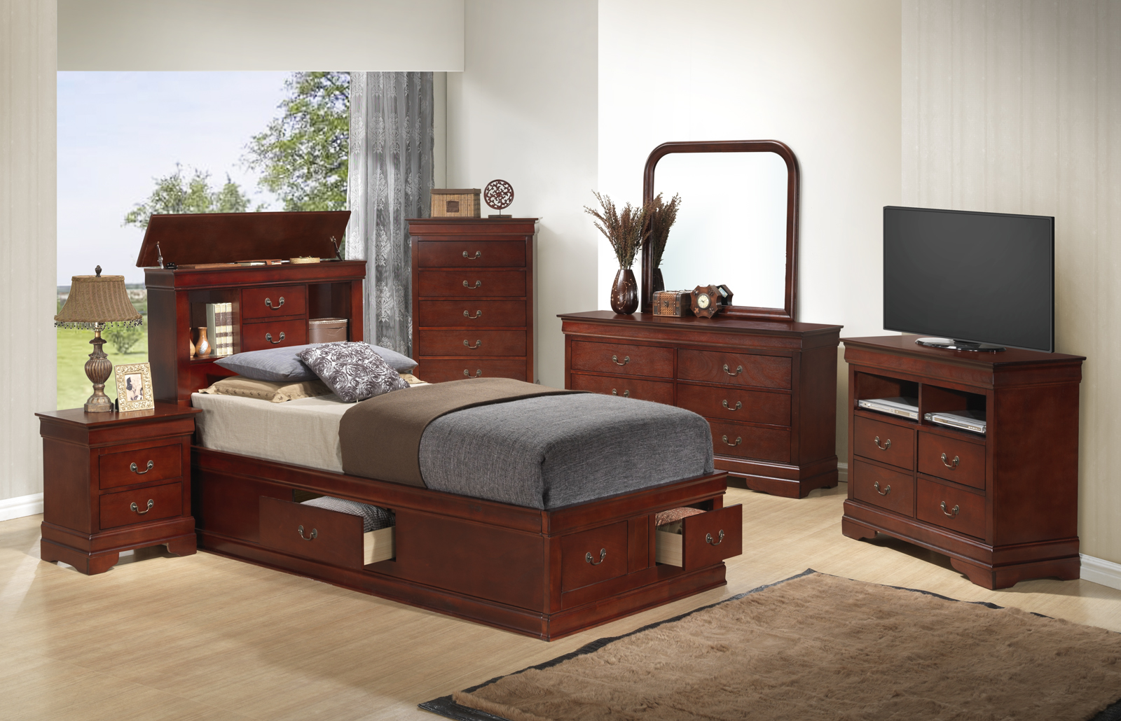 Glory Furniture G3100 Storage Bedroom Set in Cherry ...