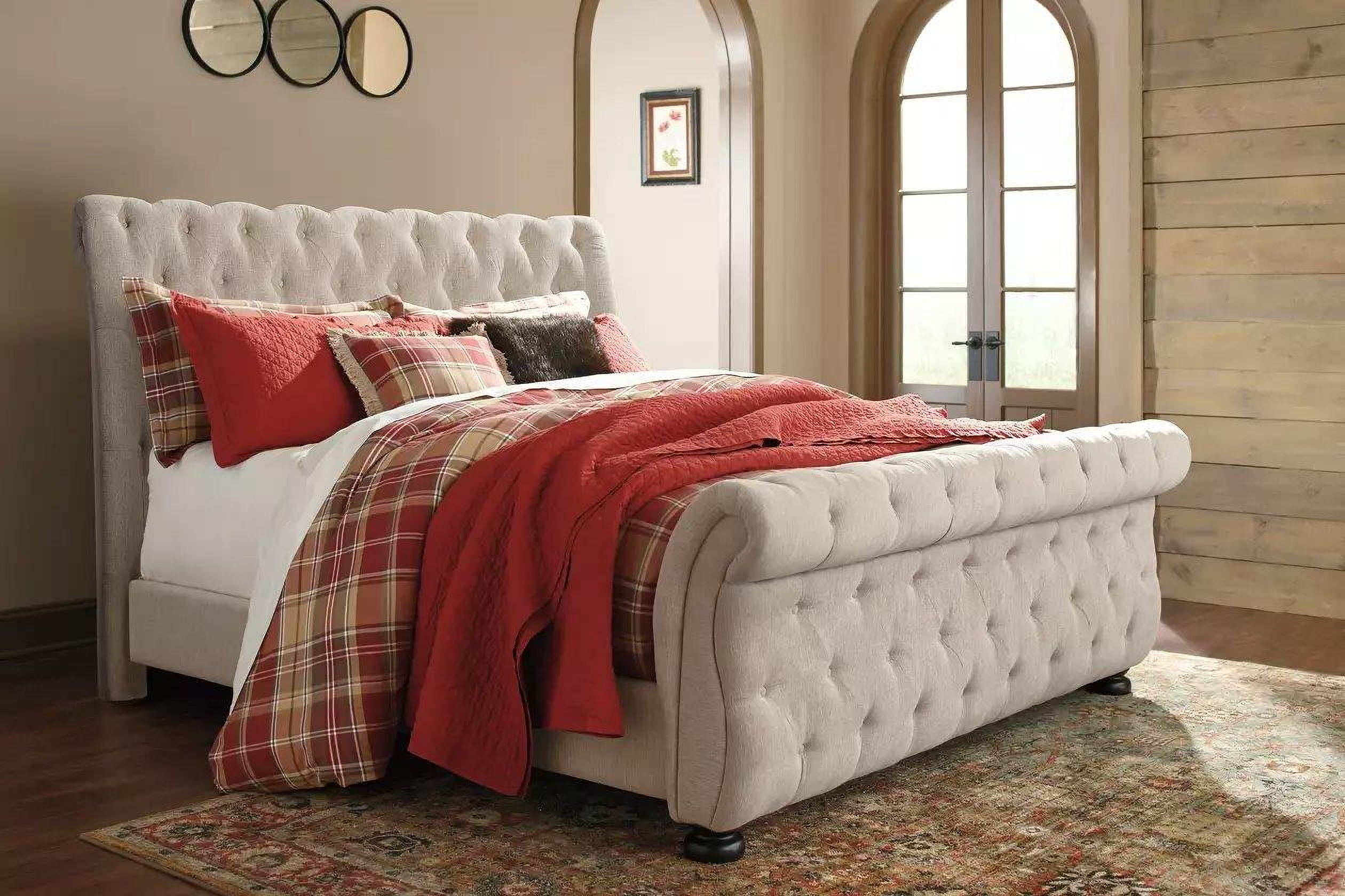 Willenburg Linen Queen Upholstered Sleigh Bed 1stopbedrooms 