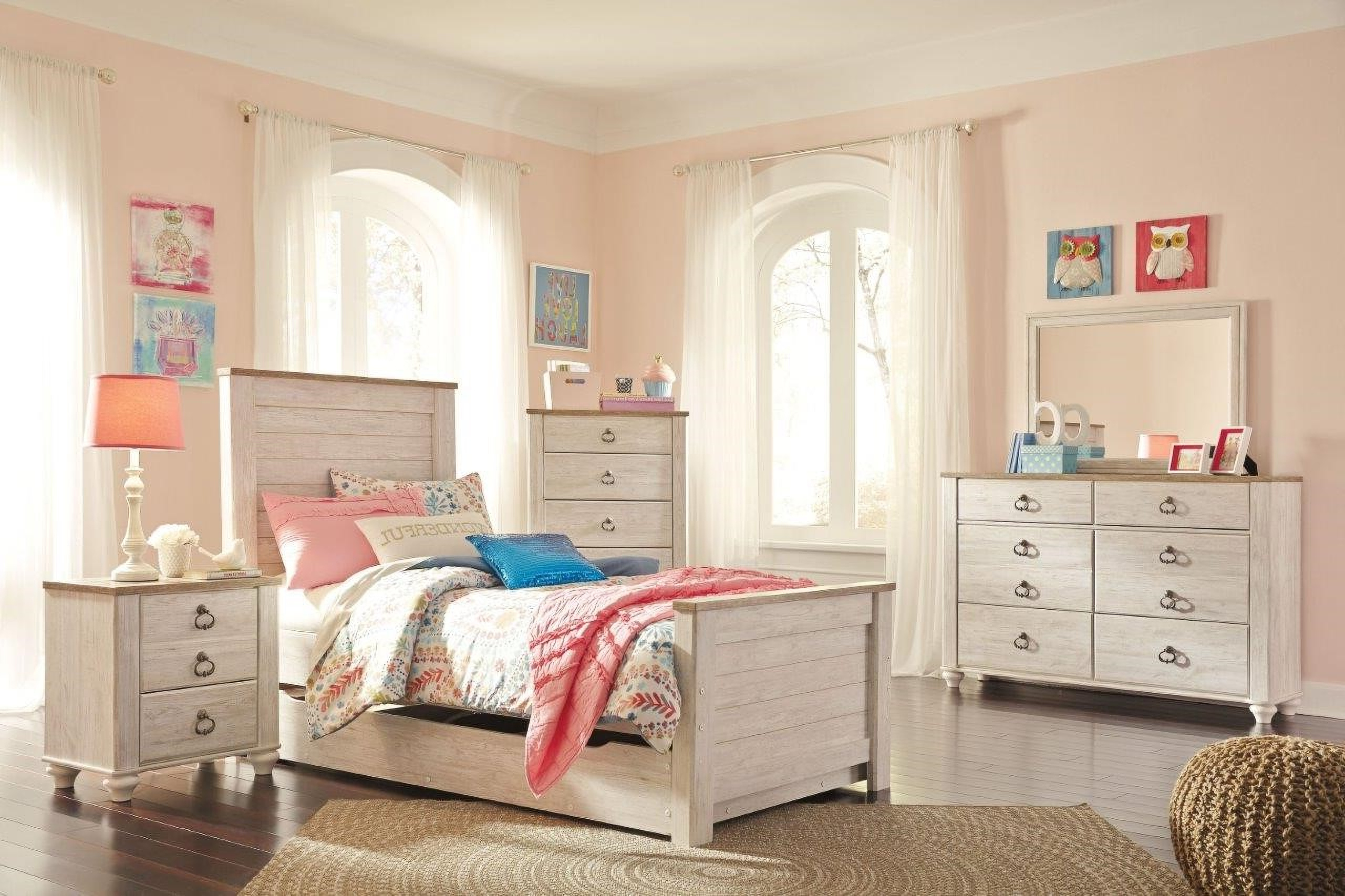 Willowton Whitewash Youth Panel Bedroom Set 1StopBedrooms.