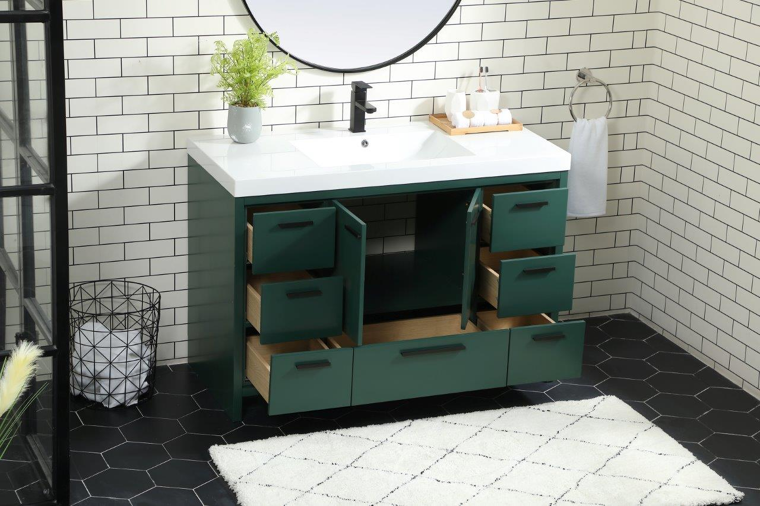 Wyatt 48 Inch Single Bathroom Vanity In Green 1StopBedrooms.