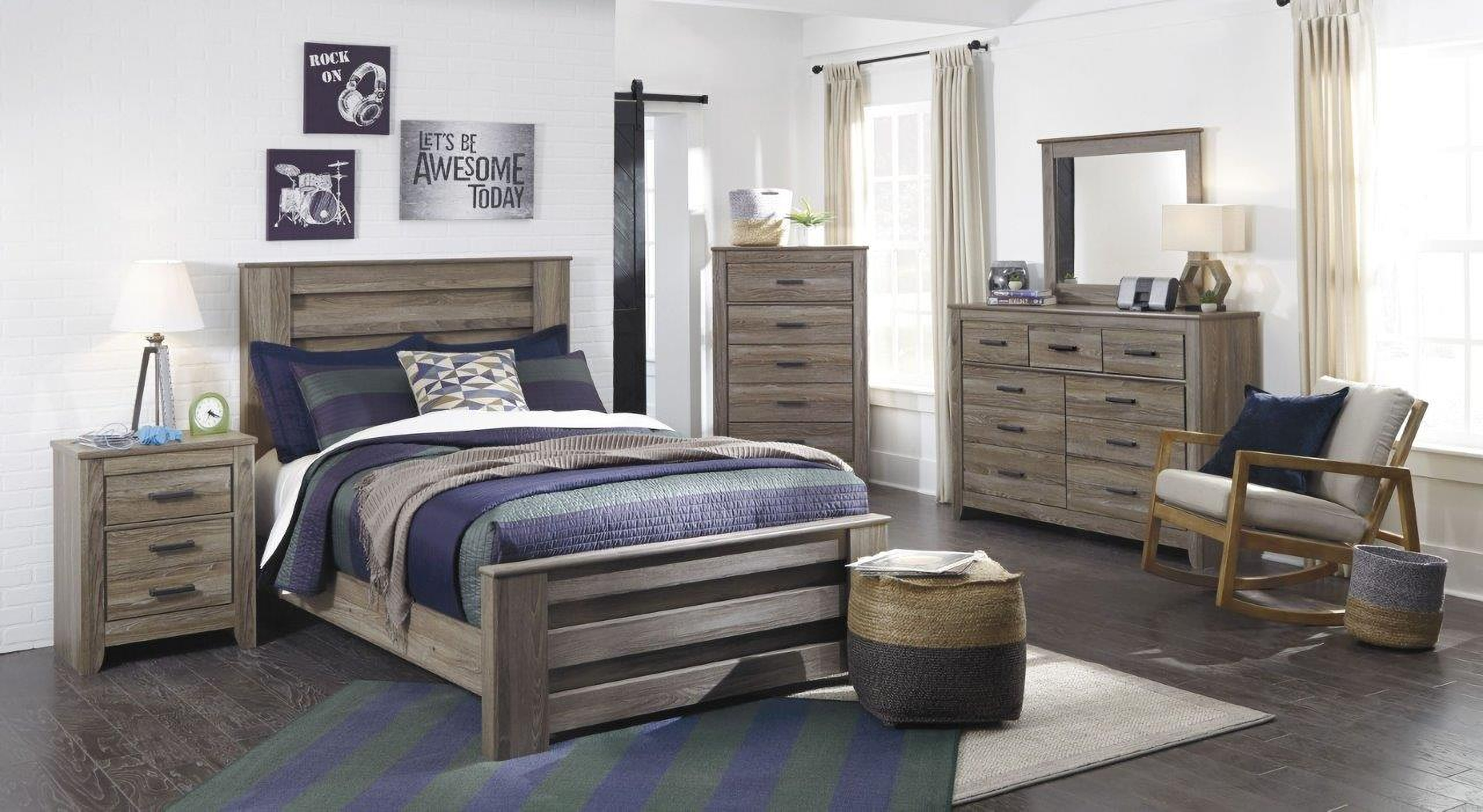 Zelen Warm Gray Panel Bedroom Set - 1StopBedrooms.