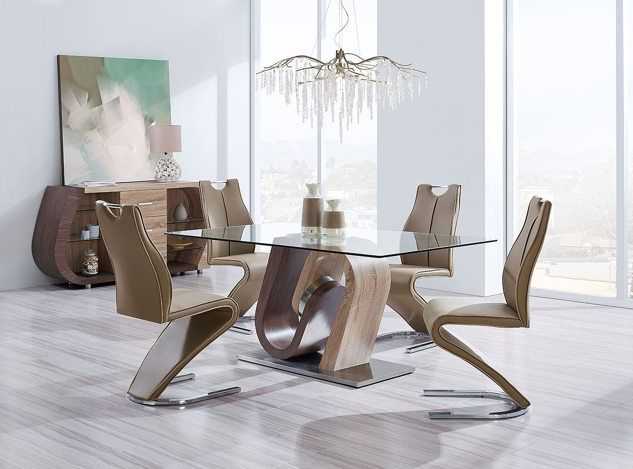 D4126 Dining Room Set (Oak and Walnut)