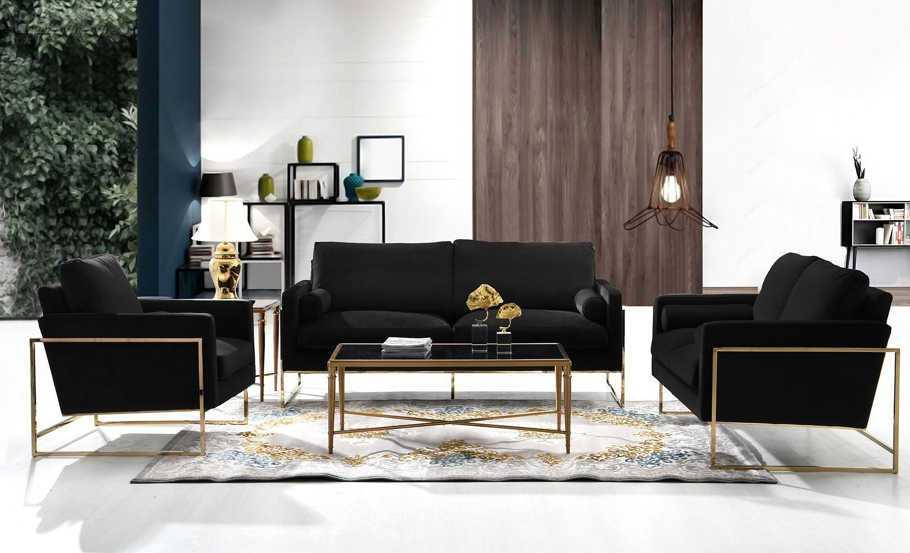 Mila Living Room Set (Black)