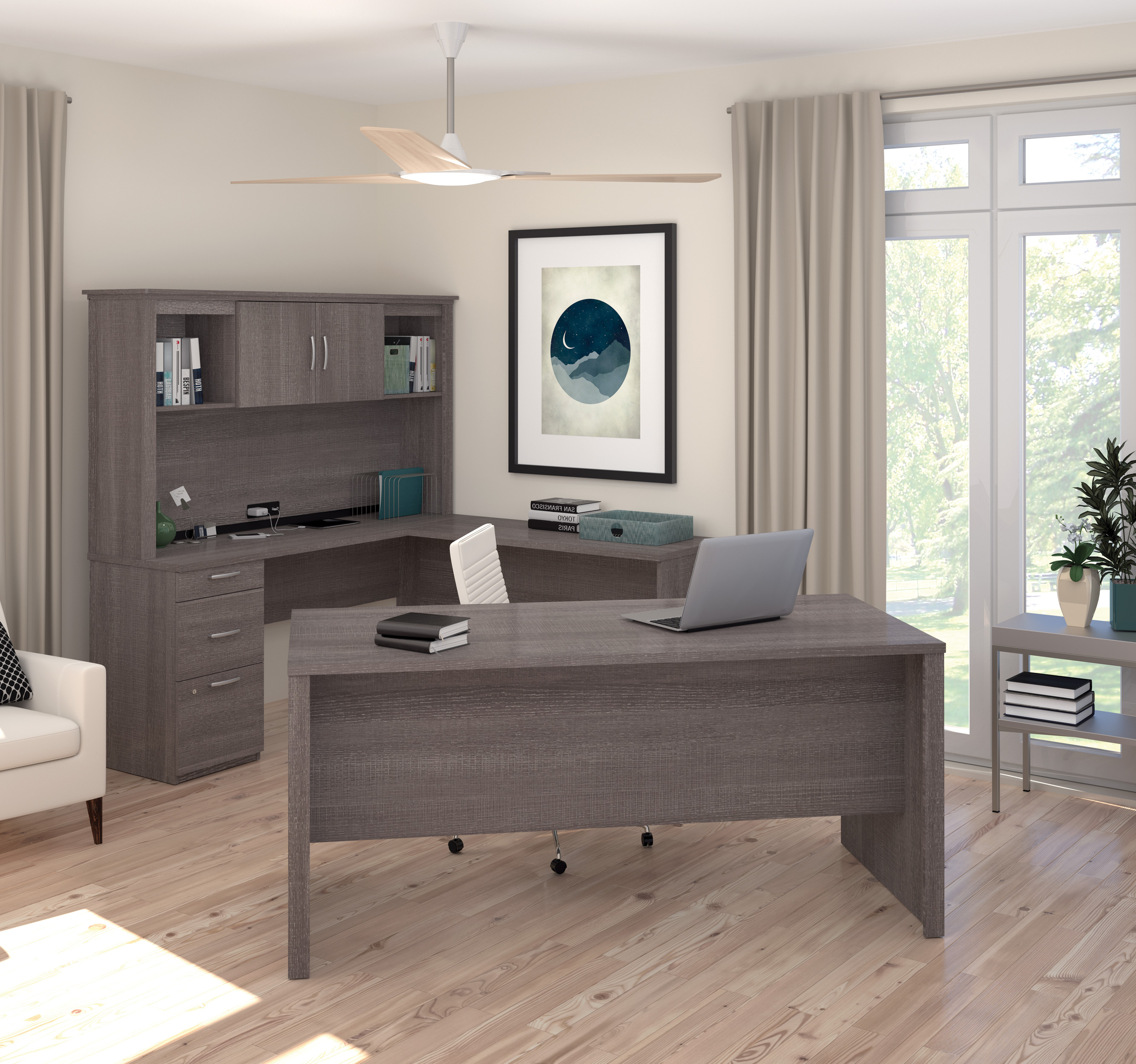 Baxton Studio Idabel Dark Brown Wood Modern Desk With Glass Top