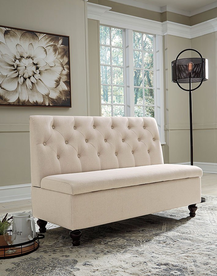 Baxton Studio Owstynn Gray Linen Modern Banquette Bench