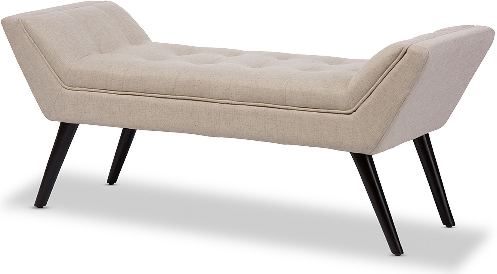 Baxton Studio Stella Crystal Tufted Black Leather Modern Bench 1stopbedrooms