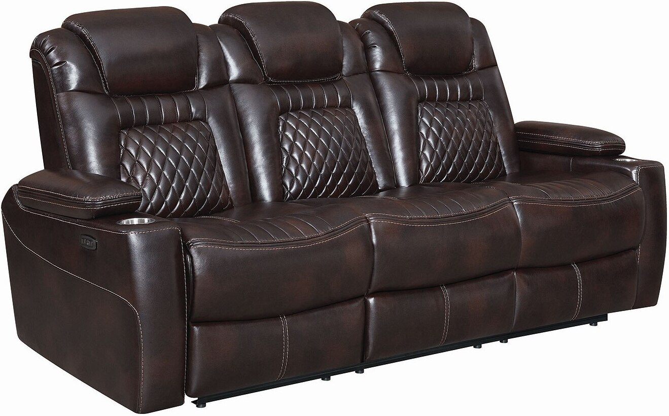 Sessom Walnut Power Reclining Sofa 1stopbedrooms