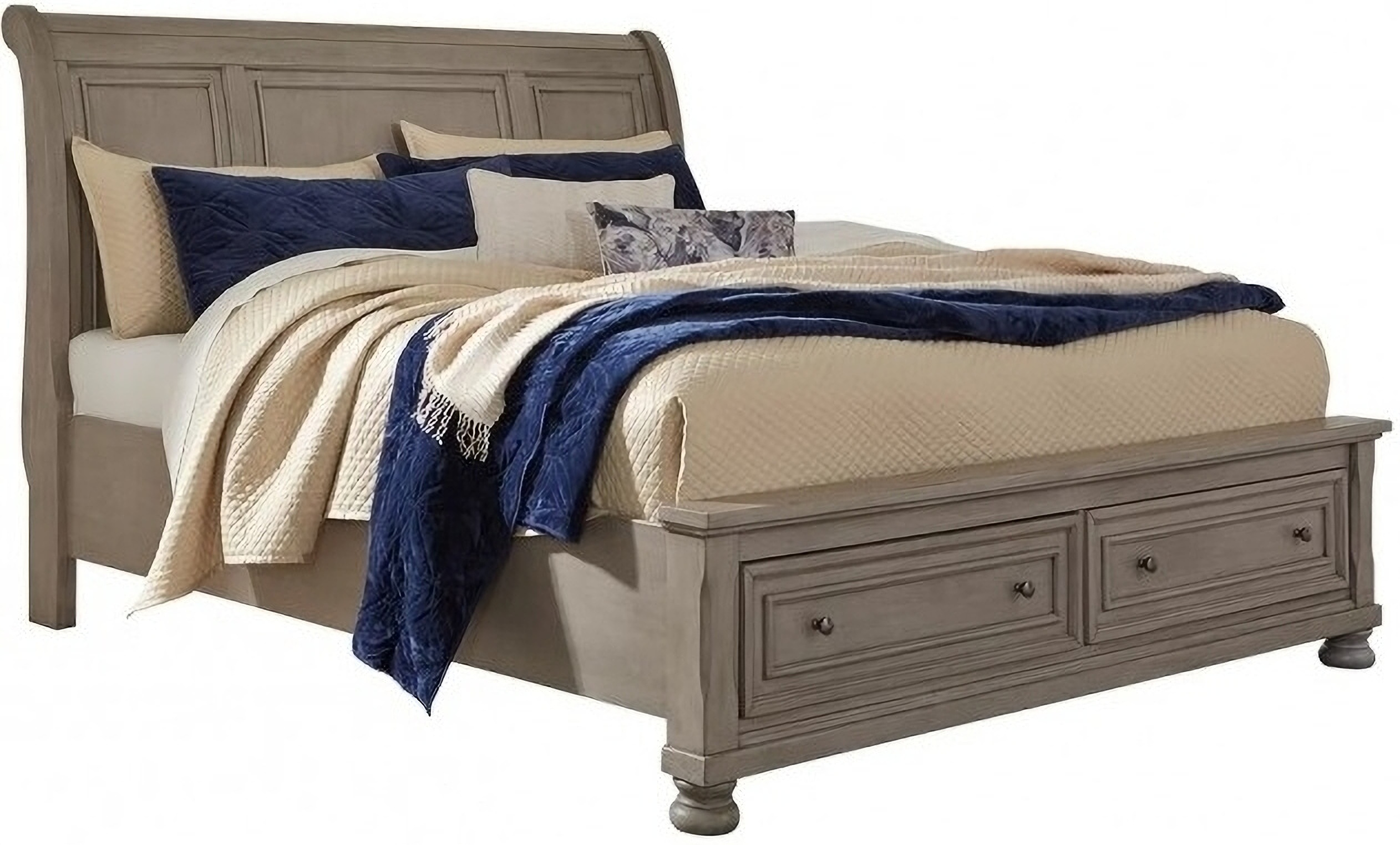 Lettner Light Gray Sleigh Bedroom Set - 1StopBedrooms.
