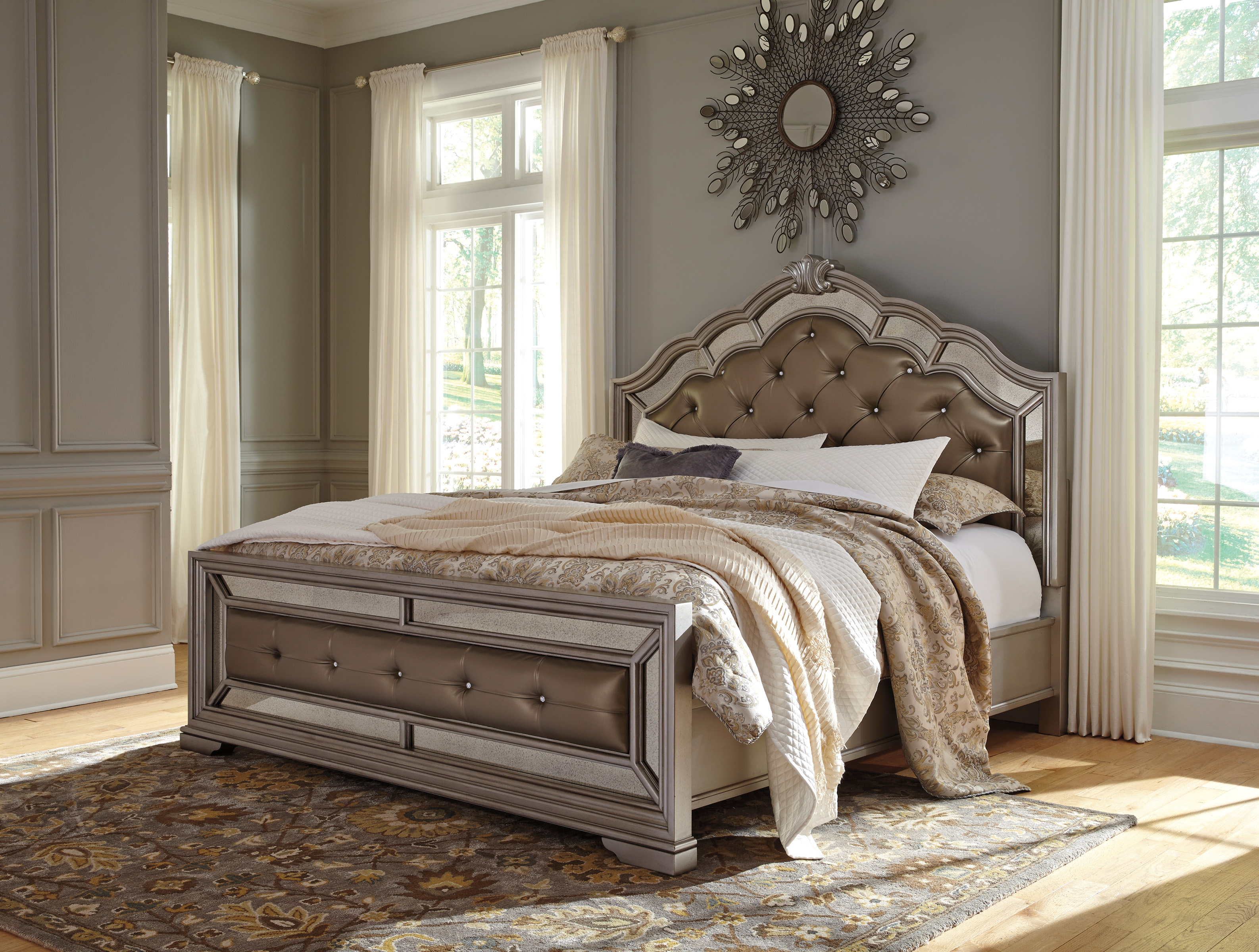 Birlanny Silver Upholstered Panel Bedroom Set - 1StopBedrooms.
