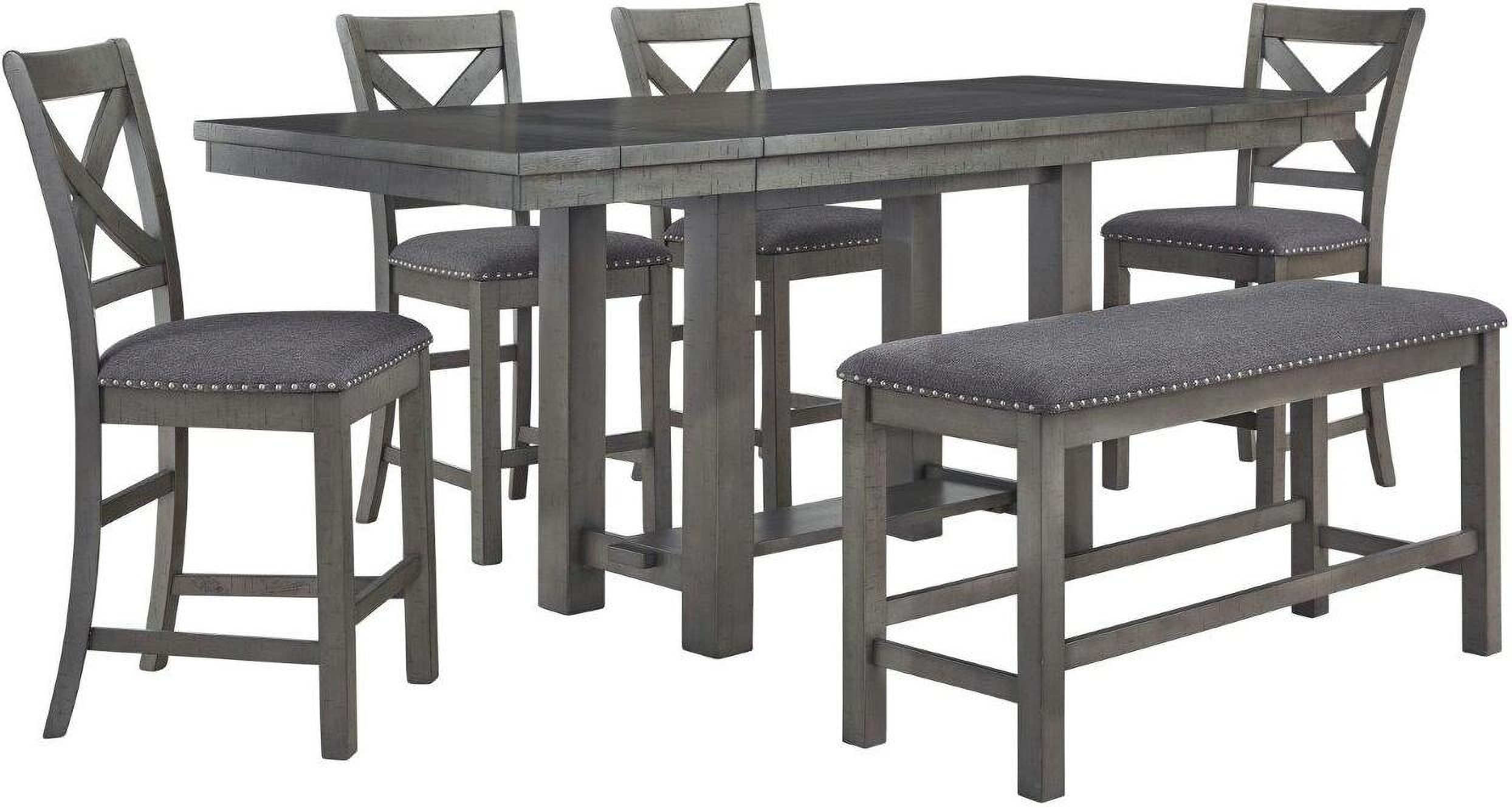 Myshanna Gray Rectangular Extendable Counter Height Dining Room Set