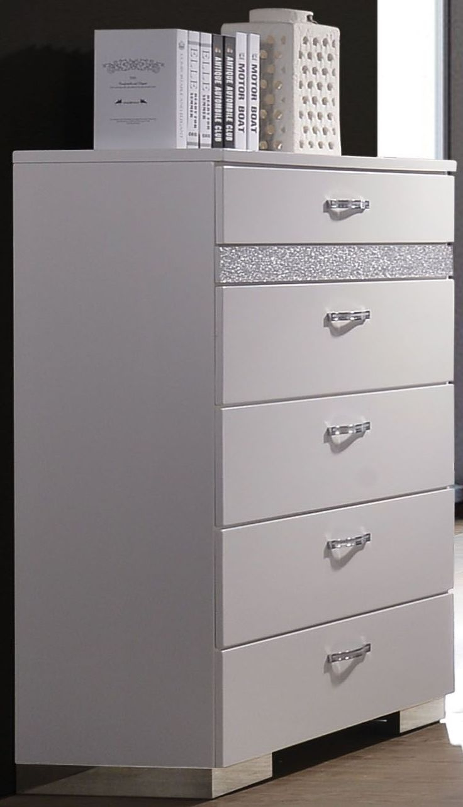 Naima Ii White High Gloss Chest 1StopBedrooms.