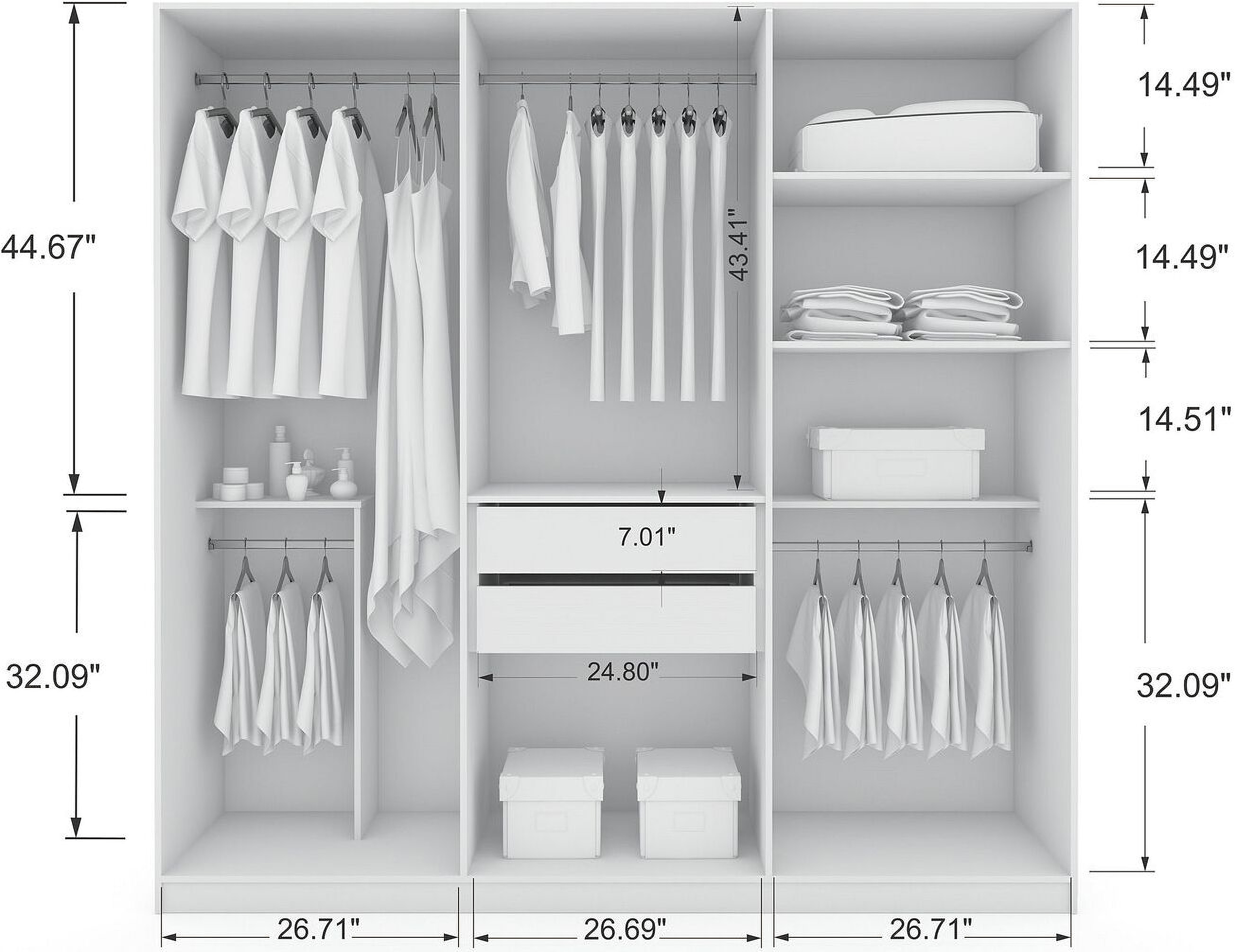 Gramercy Modern Freestanding Wardrobe Armoire Closet In White 1StopBedrooms.