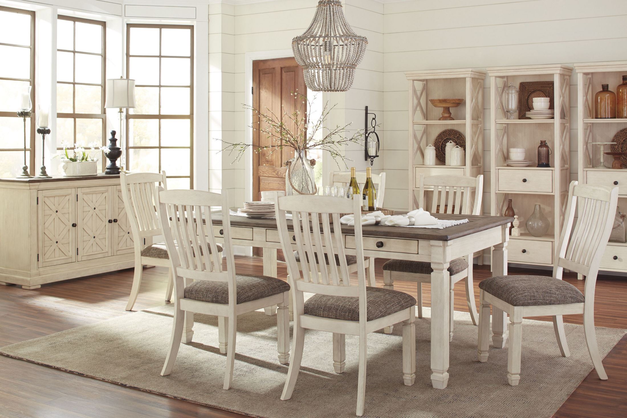 White Dining Room Table And Grey Chairs