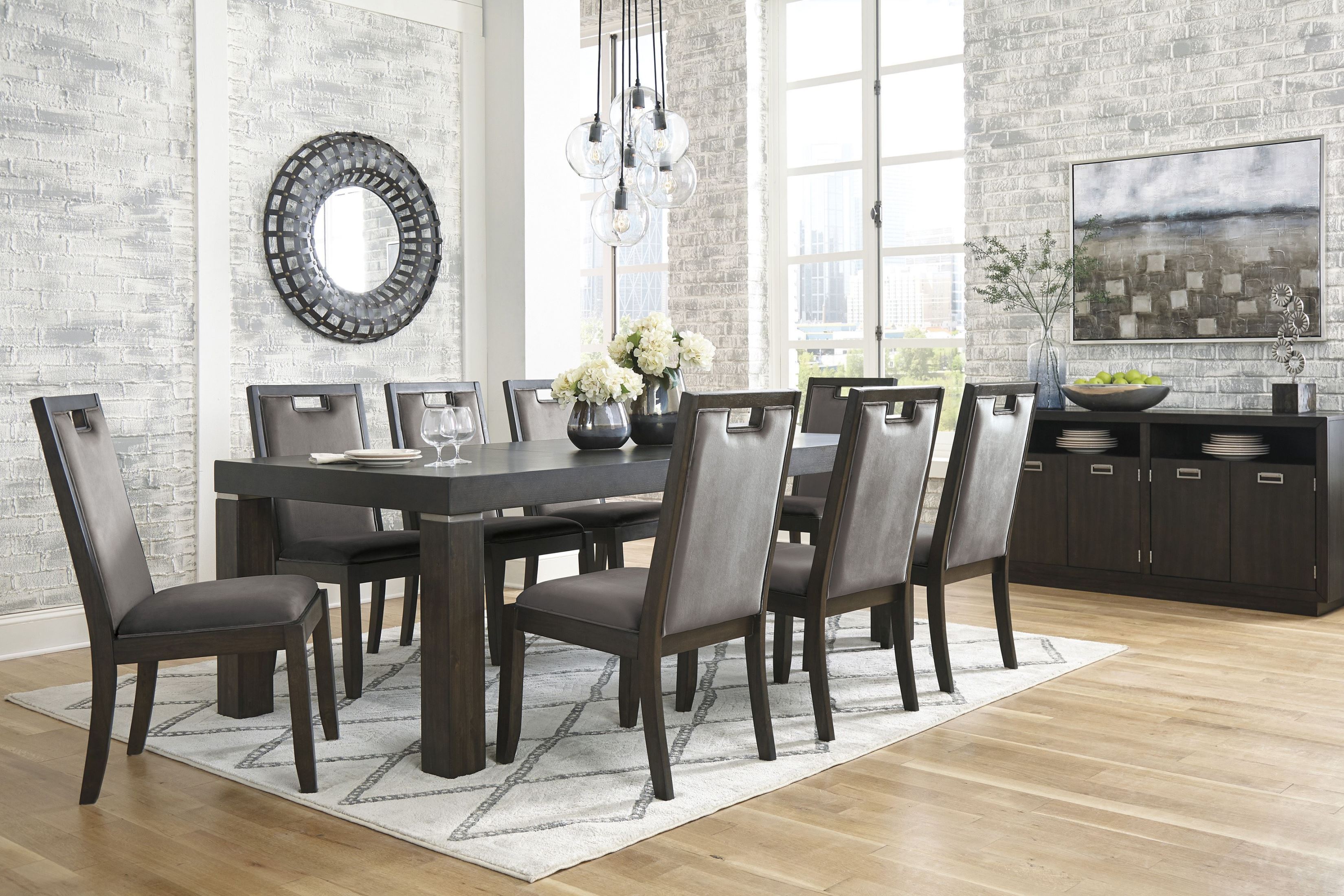 black and brown dining room