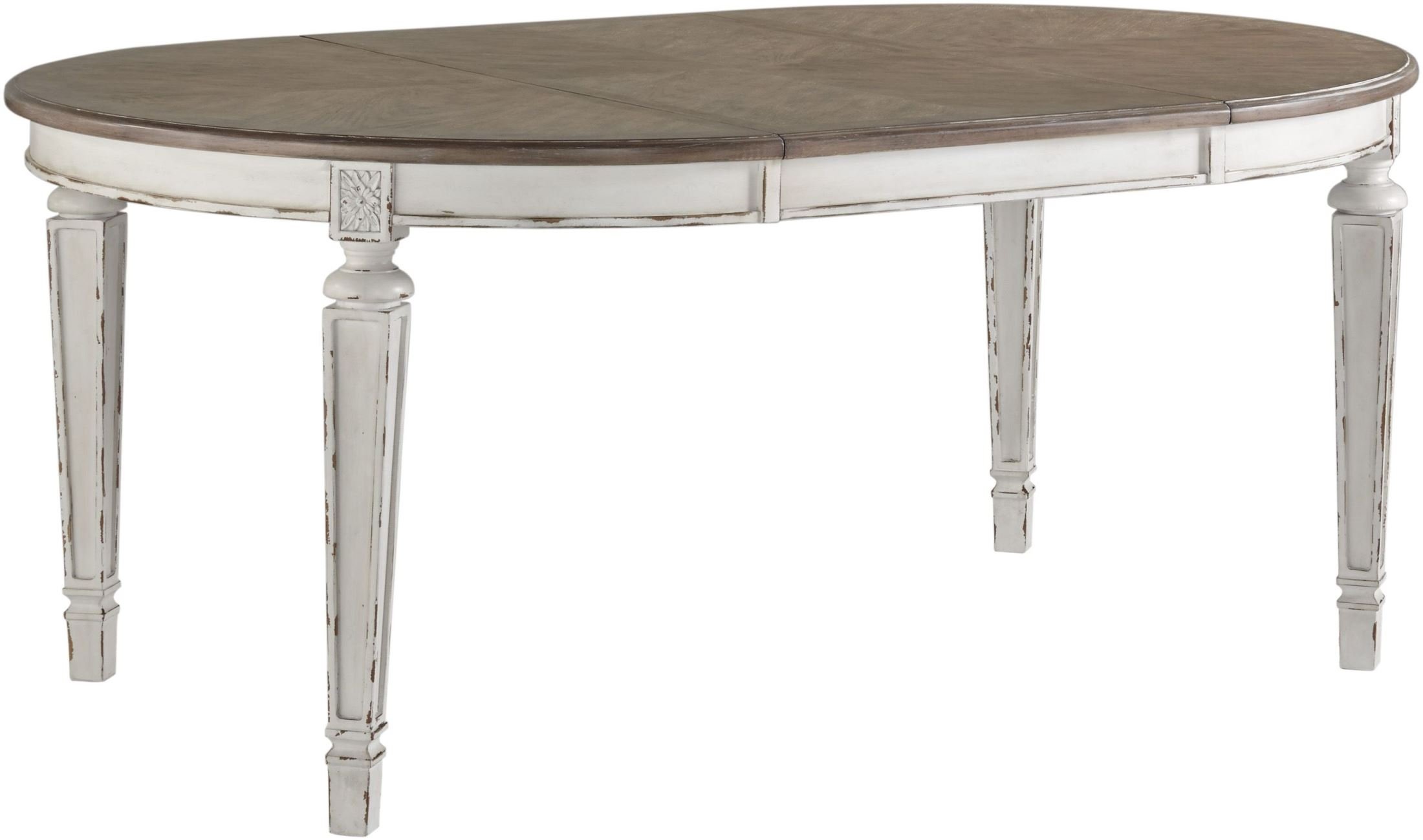 Signature Design By Ashley Realyn White Oval Extendable Dining Table