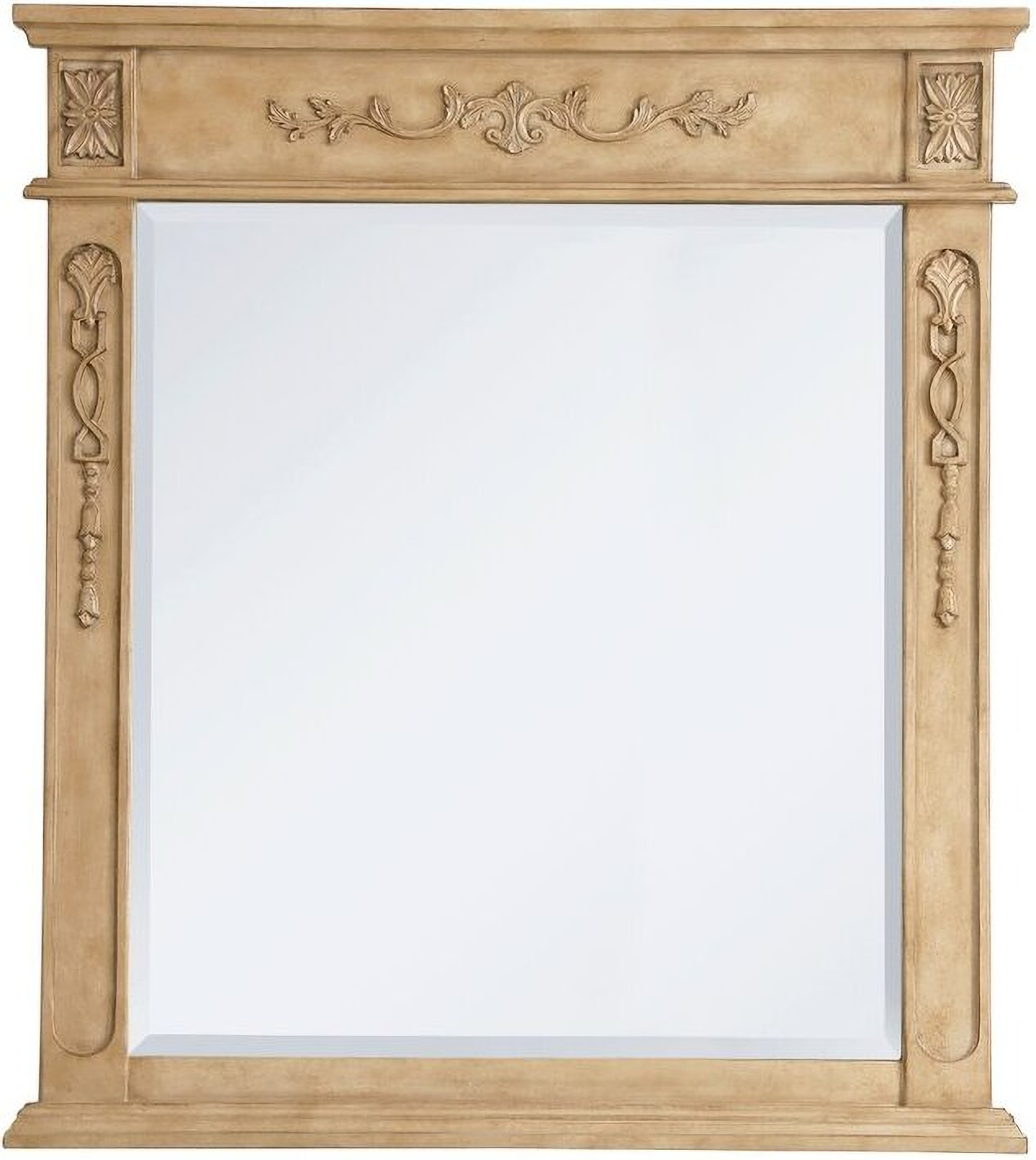 Elegant Lighting Wood Frame Mirror 32 inch x 36 inch in Antique Beige