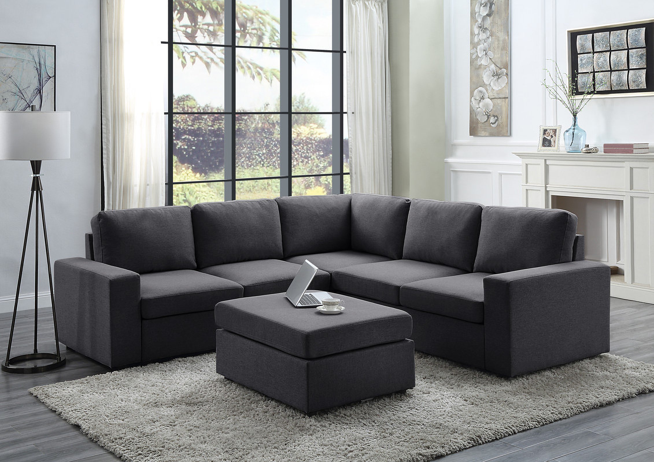 Decker Sectional Sofa With Ottoman In