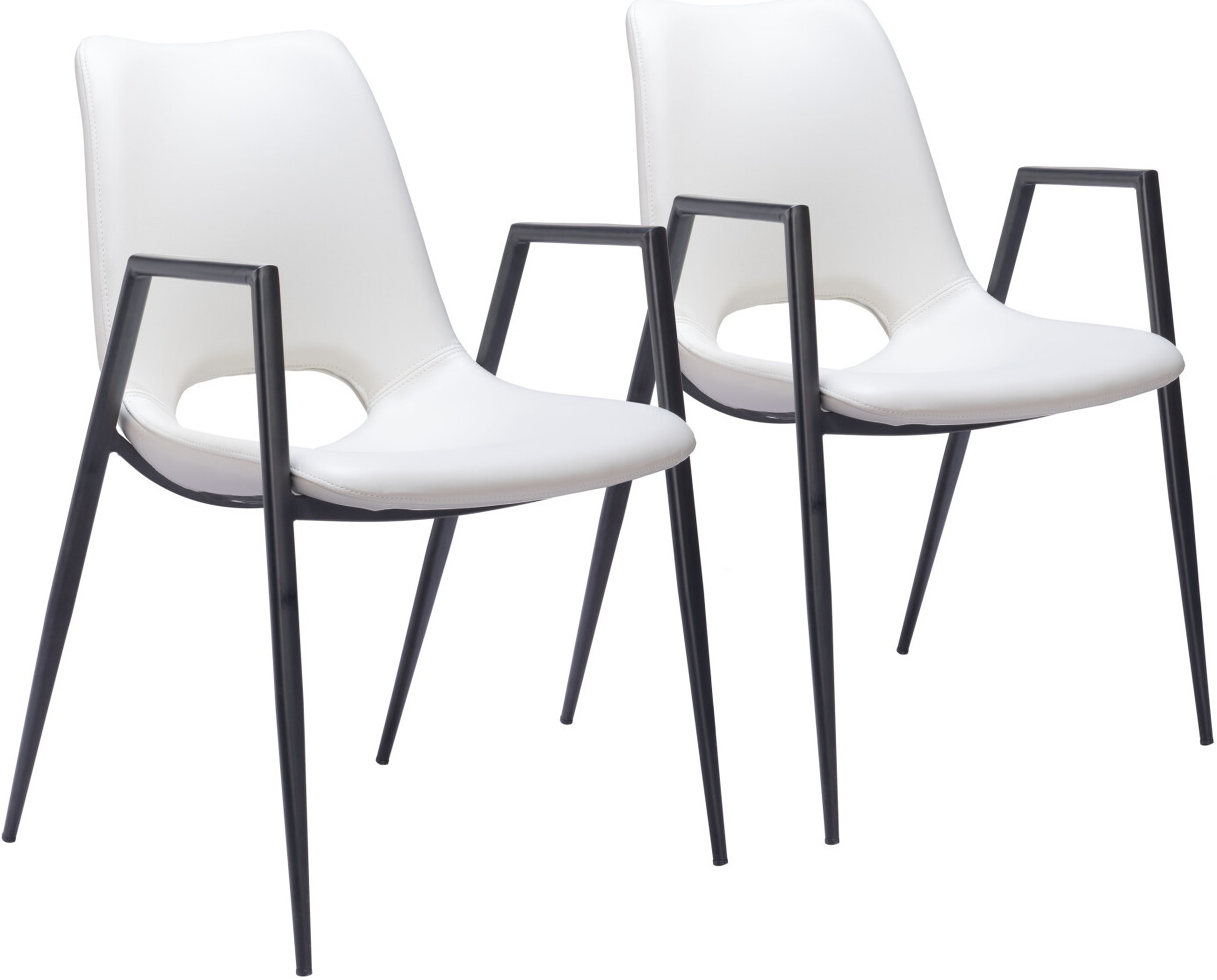 Desi dining chair set of 2 in white by zuo modern 1stopbedrooms