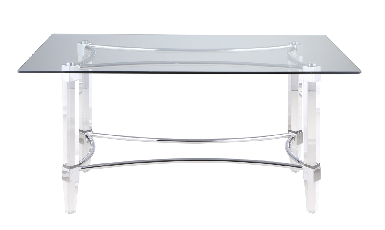 Dining Table with 42 x 72 Top In Clear by Chintaly Imports