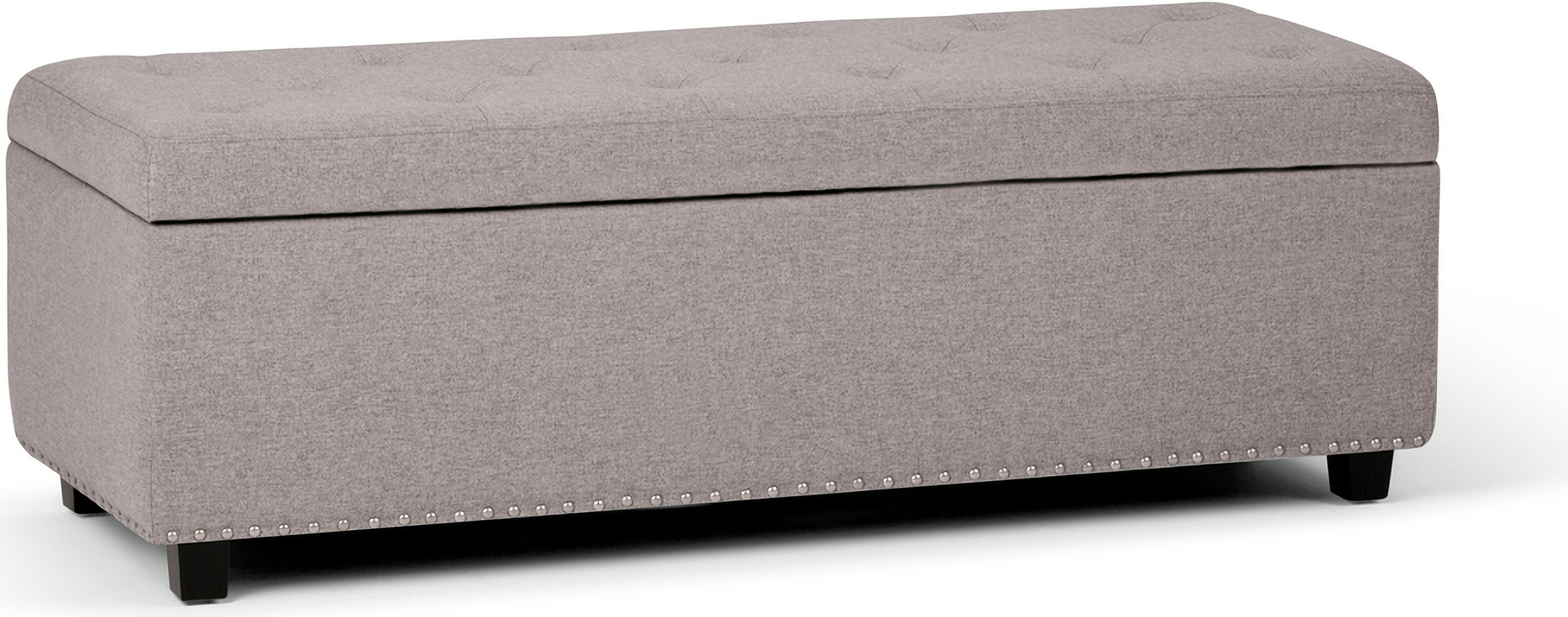 Discovery 48 Inch Lift-Top Rectangular Storage Ottoman In Black and ...