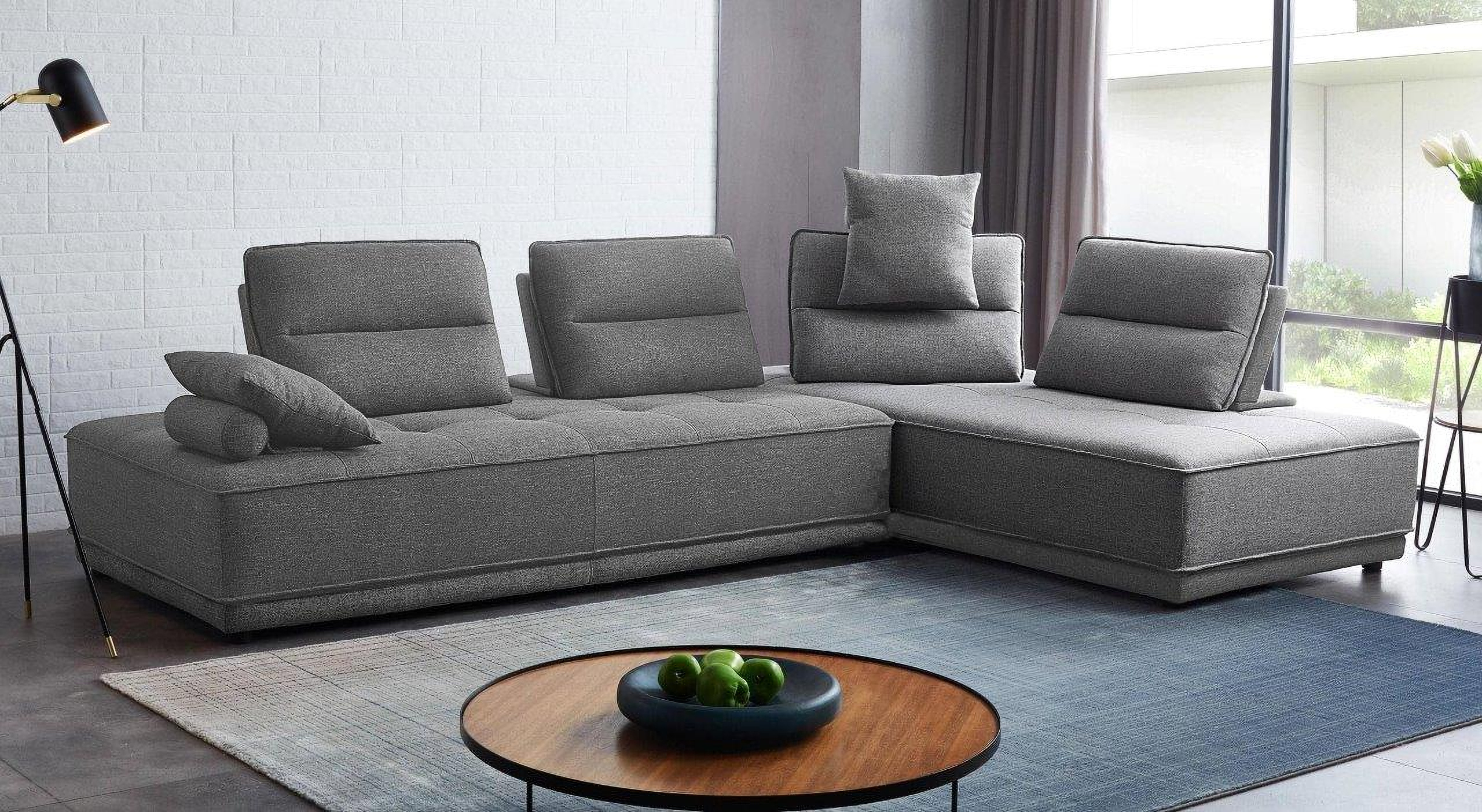 Divani Casa Glendale Modern Grey Fabric Modular Sectional Sofa By Vig