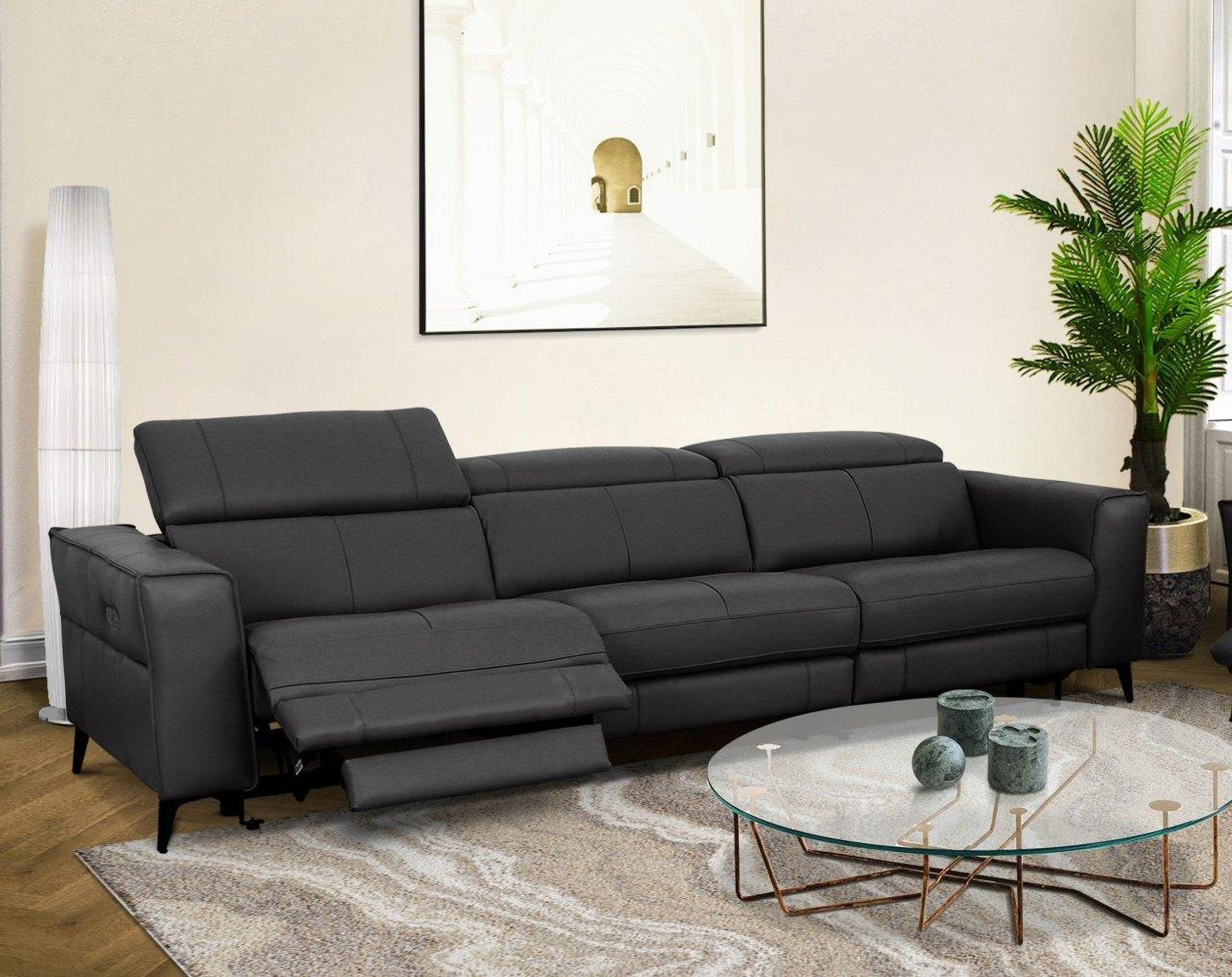 Leather Sofa With Electric Recliners