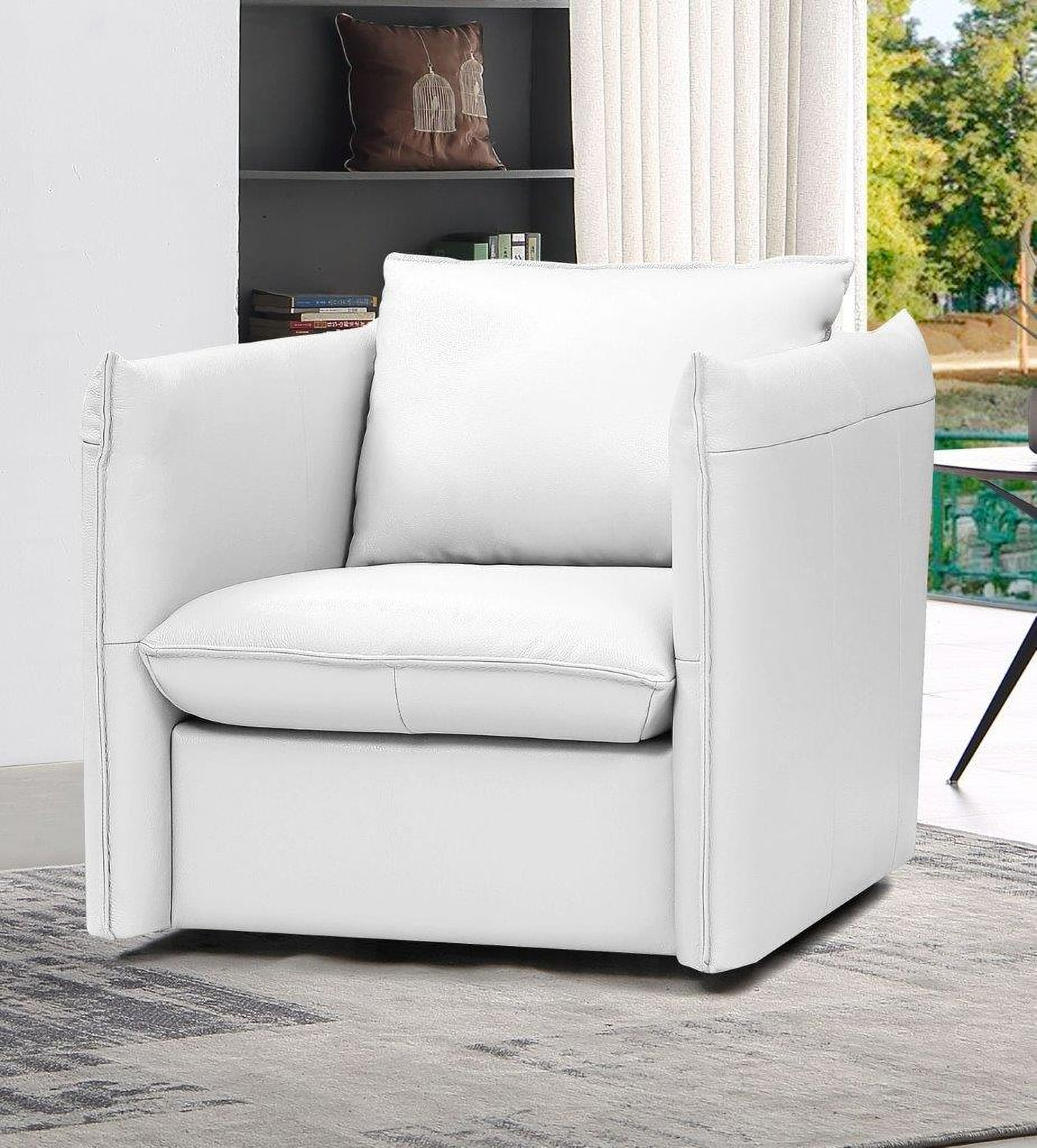 Divani Casa Tamworth Modern White Leather Swivel Lounge Chair by VIG Furniture 1StopBedrooms