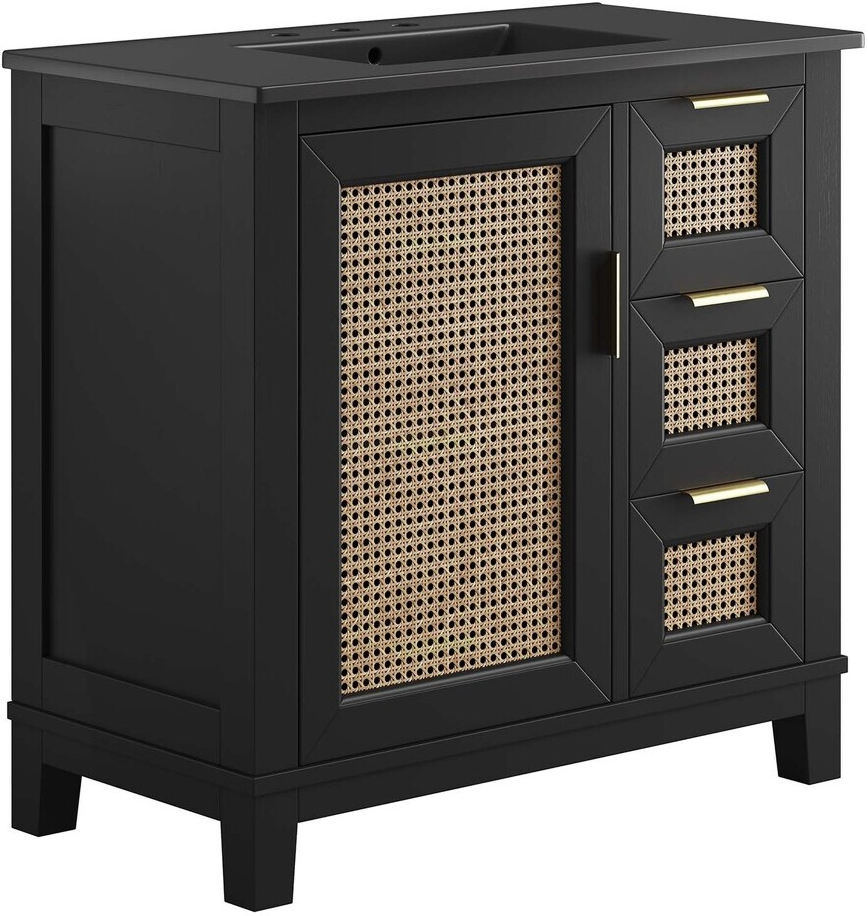Dixie 36 Inch Solid Wood Bathroom Vanity Cabinet In Black by Modway | 1StopBedrooms